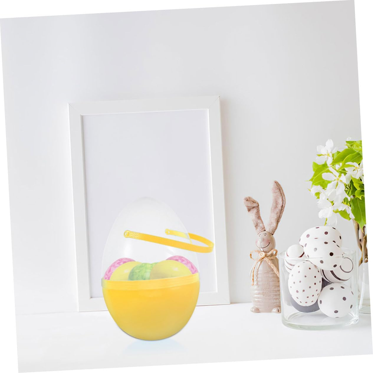 PLAFOPE 2 PC Jumbo Easter Egg Giant Plastic Eggs with Handles Large Containers Plastic Egg Shaped Buckets Baskets for Easter Hunt Party Favor Decoration Yellow - Sky-Blue image number 2