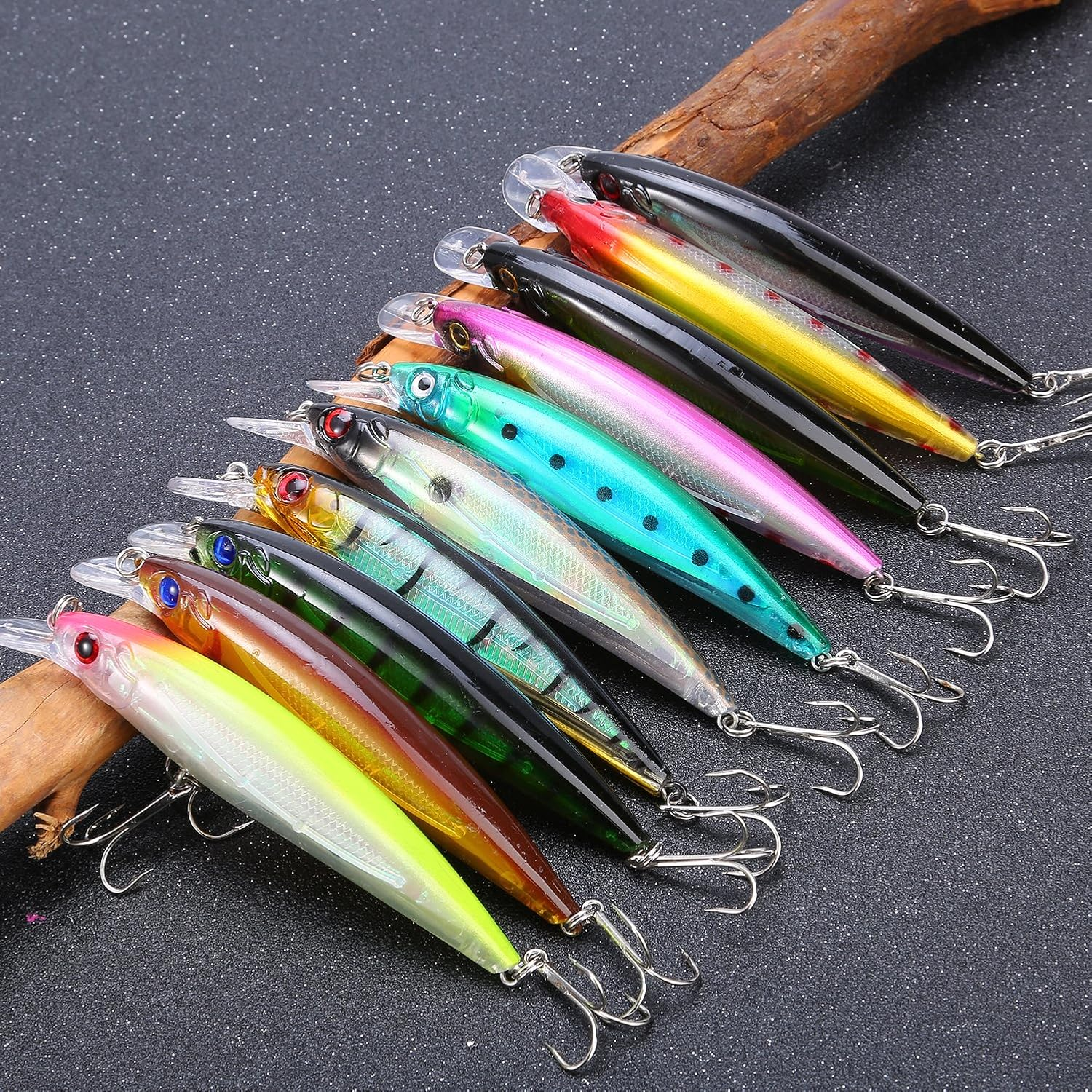 Sougayilang Minnow Fishing Lures Crankbaits Set Fishing Hard Baits Swimbaits Boat Topwater Lures for Trout Bass Perch Fishing - Style-A 10Pcs image number 4