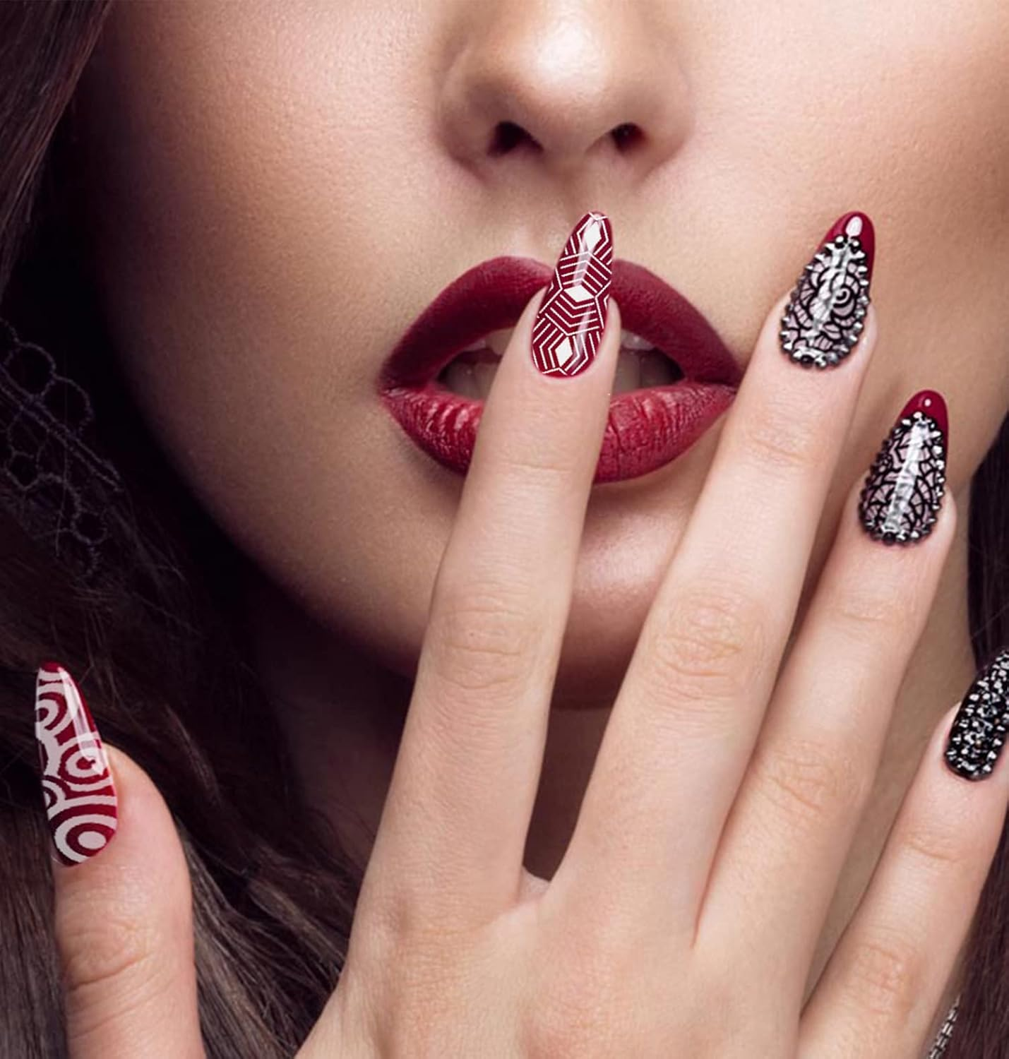 SILPECWEE 10Pcs Nail Art Plates Stamping Templates Set Geometry Design Nail Image Plate Manicure DIY Tools image number 6