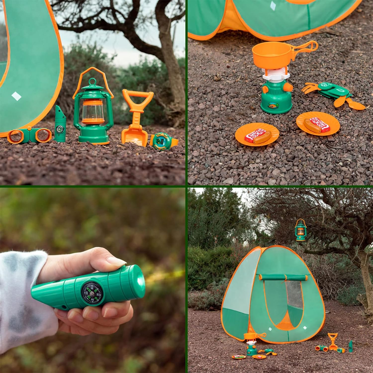 Kids Play Tent, Pop up Tent with Kids Camping Gear Set, Outdoor Toys Camping Tools Set for Kids