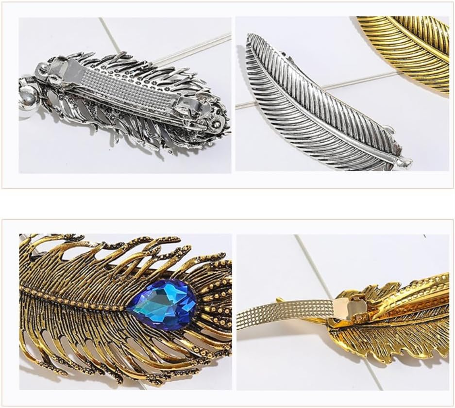 Women'S Metal Hair Pin, Hair Clip, Spring Clip, Hair Clip, Spring Clip, Women Vintage Hair Pin, Non-Slip Hair Accessories, Headpiece for Daily Wear, Silver A