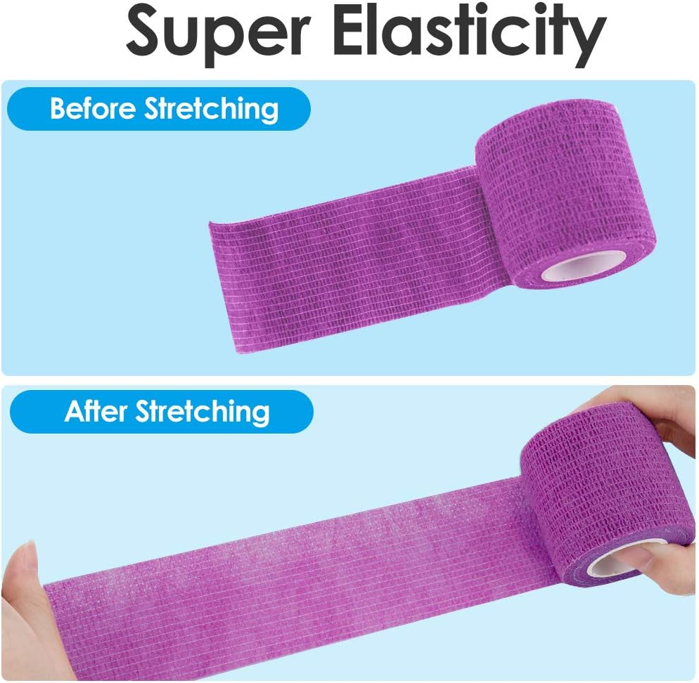 Nasjac Pet Self Adhesive Bandage, 5CM Pet Vet Wrap Tape Non-Woven Cohesive Gauze Rolls for Wrist Healing Ankle Sprain & Swelling (Mixed Color, 6 Rolls) image number 4