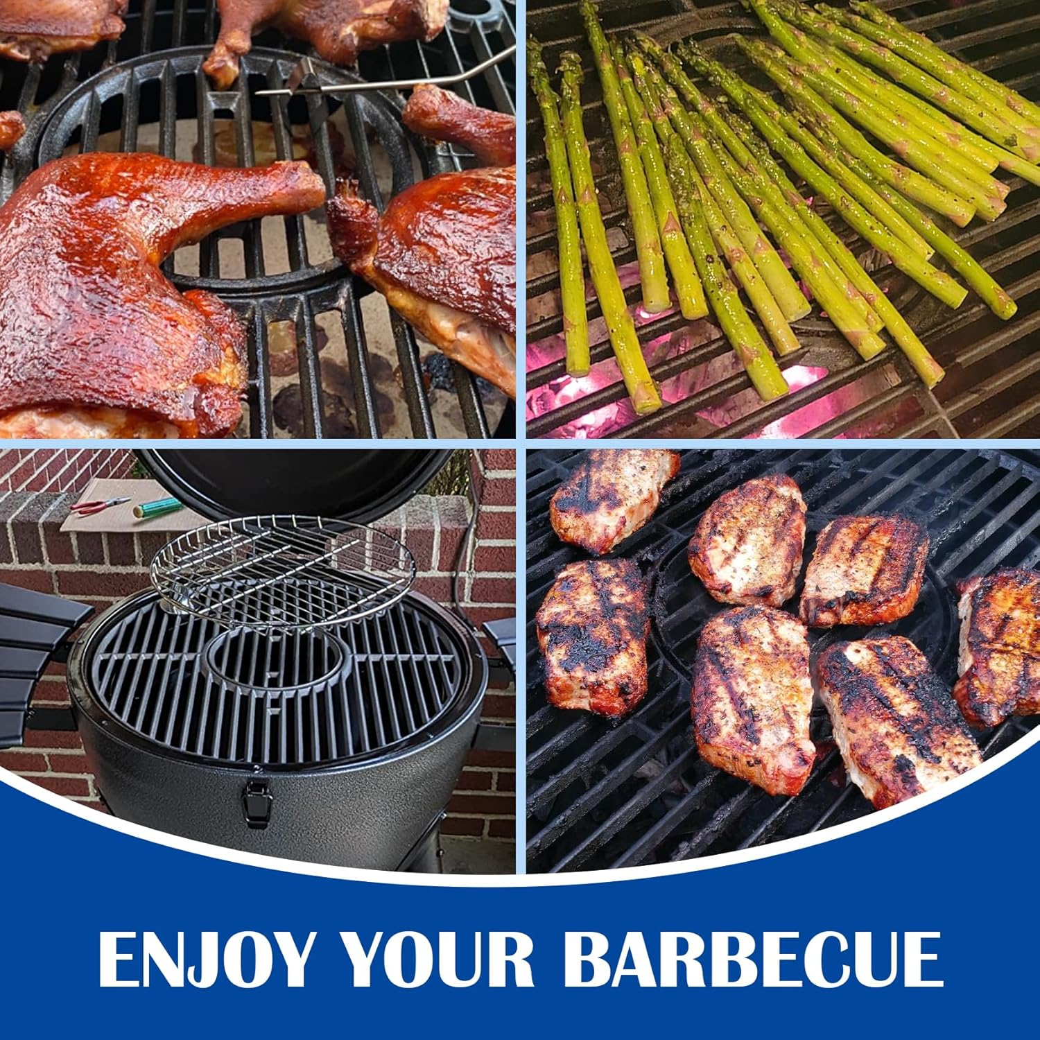 19.5" round Grill Grate for Akorn Kamado Ceramic Grill Char Griller Akorn 16620 E56720 16820 Parts, Cast Iron Grate for Char-Griller E16620 Pit Boss K24 Louisiana Grills K24 Replacement, Firepit Grate image number 6