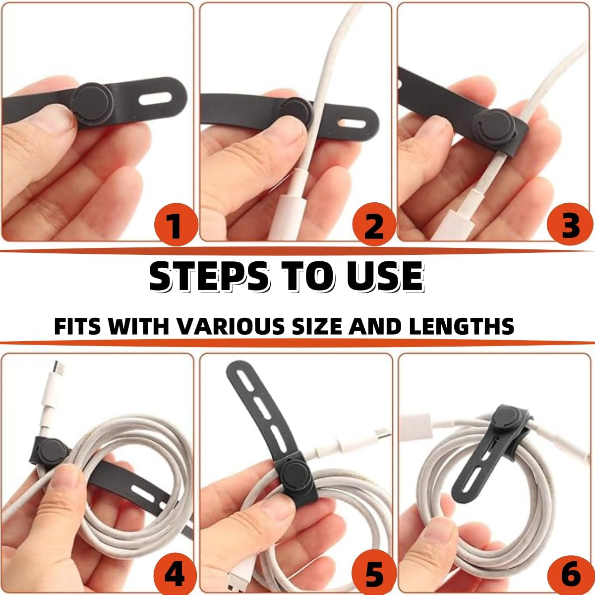 KLHCDUO 30PCS Reusable Silicone Cable Ties, High Elastic Cable Organizer, Multi-Colored image number 5