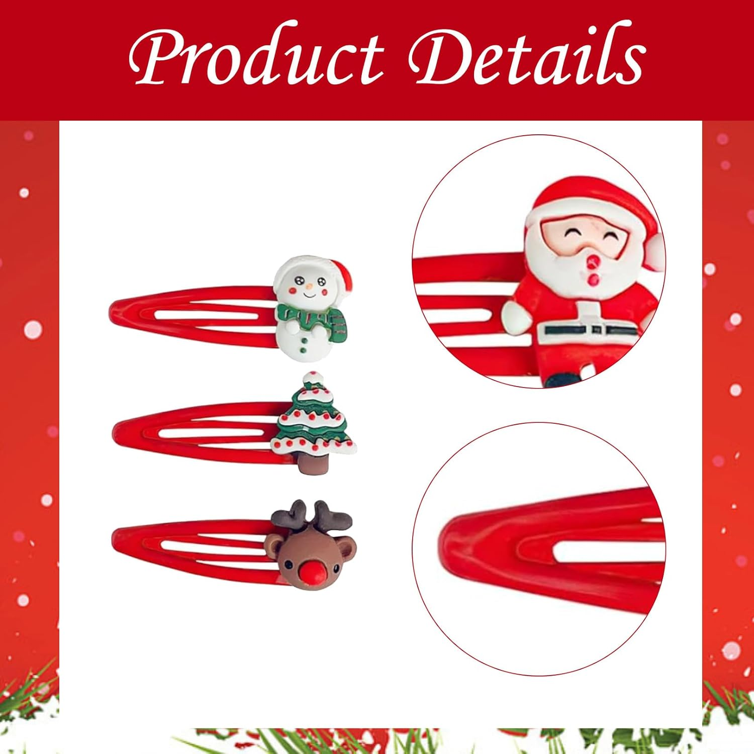 Pack of 10 Hair Clips Girls Christmas Hair Accessories Hair Clip Children Christmas with Christmas Tree Santa Antlers Hair Accessories for Children Girls Women Ladies Gifts image number 6