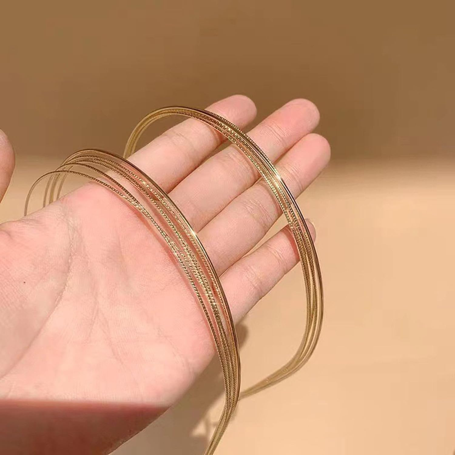 YUBBYSTU 2 Pcs Gold Headband for Women, Elegant Hair Hoop Headpiece for Women Girls Bridal Hair Styling Accessories, Gold Headpiece Multi Layers Hairbands Thin Metal Hair Band image number 2