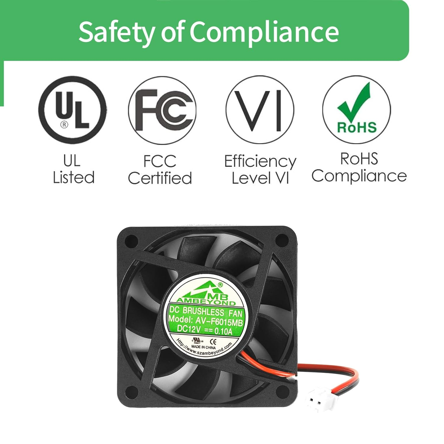 Security-01 60Mm X 60Mm X 15Mm 12V DC 0.10A Ball Bearing Brushless Cooling Fan 2Pin AV-F6015MB UL TUV Desktop Compatible Fan image number 2