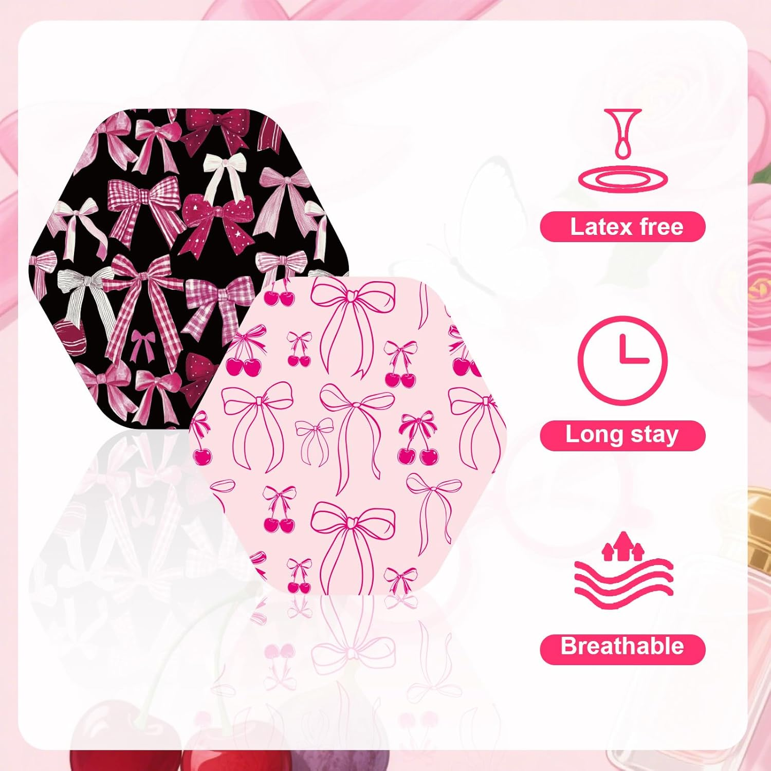 25Pcs Sensor Covers for Libre 2/3, Non-Woven Fabrics Bow Style Adhesive Sensor Stickers Breathable Sweatproof Waterproof CGM Monitor Patches Compatible with Libre (5 Styles)