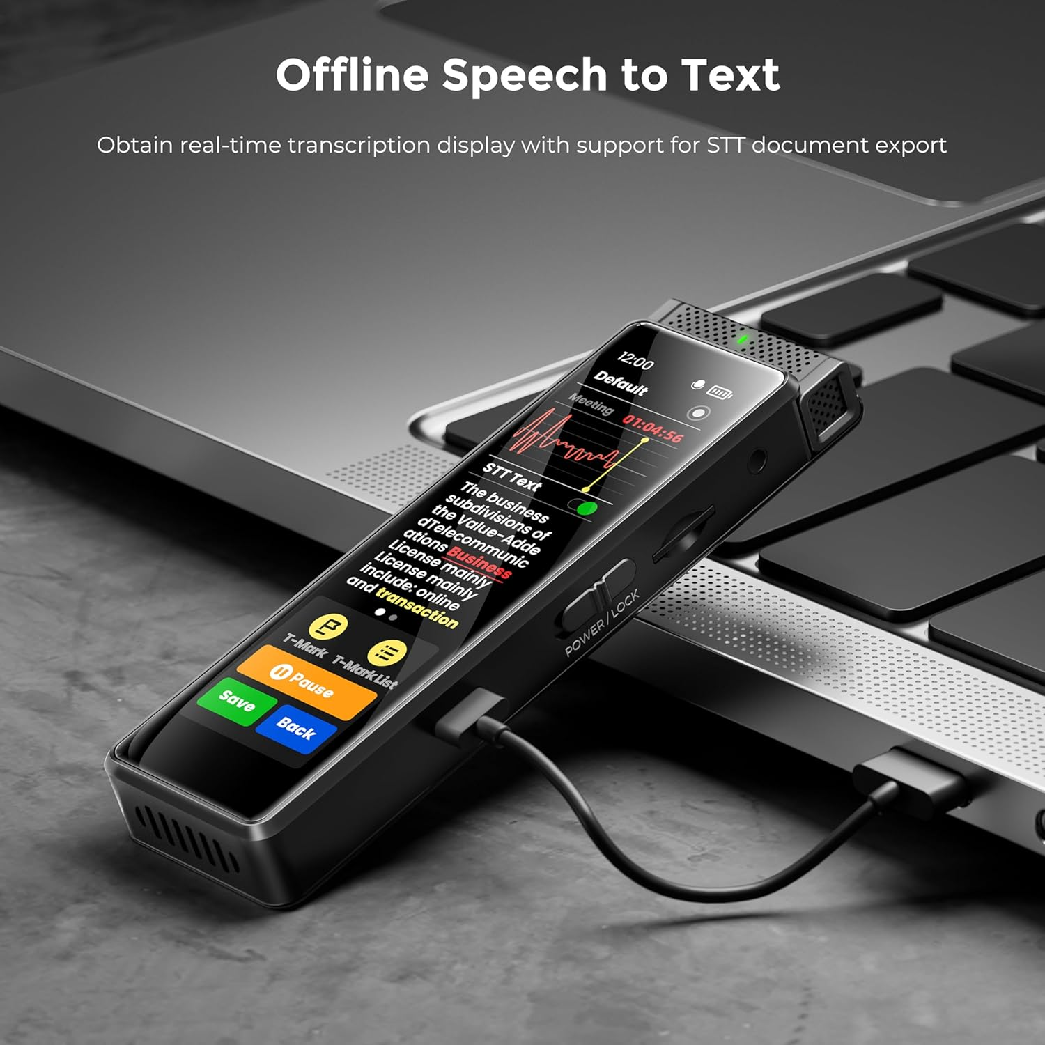 136GB Digital Voice Recorder with Playback, Innioasis R1 Full Touchscreen Voice Recorder with Bluetooth and Intelligent STT Transcription, Voice Activated Sound Audio Recorder Device with Mic (Black) image number 5