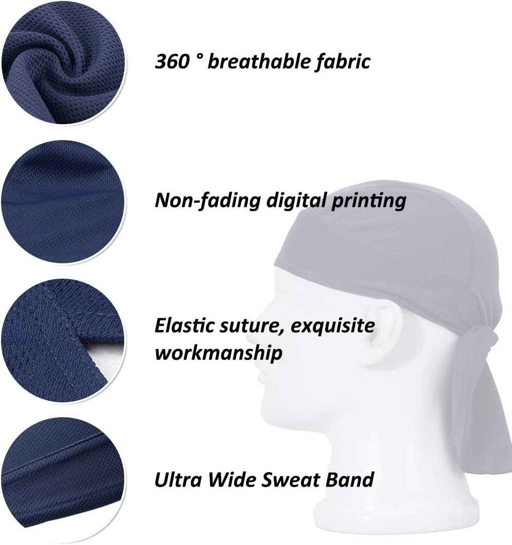 KXF Do Rag Cycling Skull Cap Sweat Wicking Pirate Motorcycle Head Bandana Wrap Cooling Helmet Liner for Women & Men - Purple image number 7