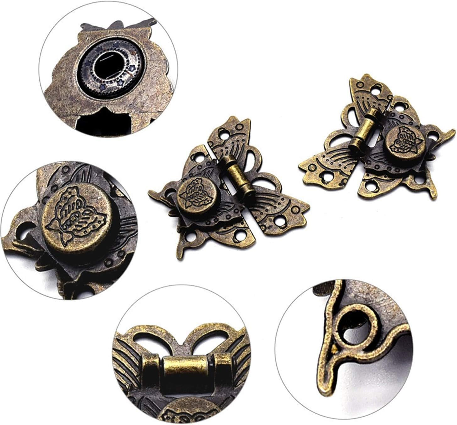 ODETOJOY 1Pc Antique Bronze Butterfly Cabinet Latches Hasp Pad Lock Clasp for Jewelry Wooden Box Case Chest Retro Vintage Decorative Mini Latch for Toolbox Gift Box Suitcase with Screws image number 4