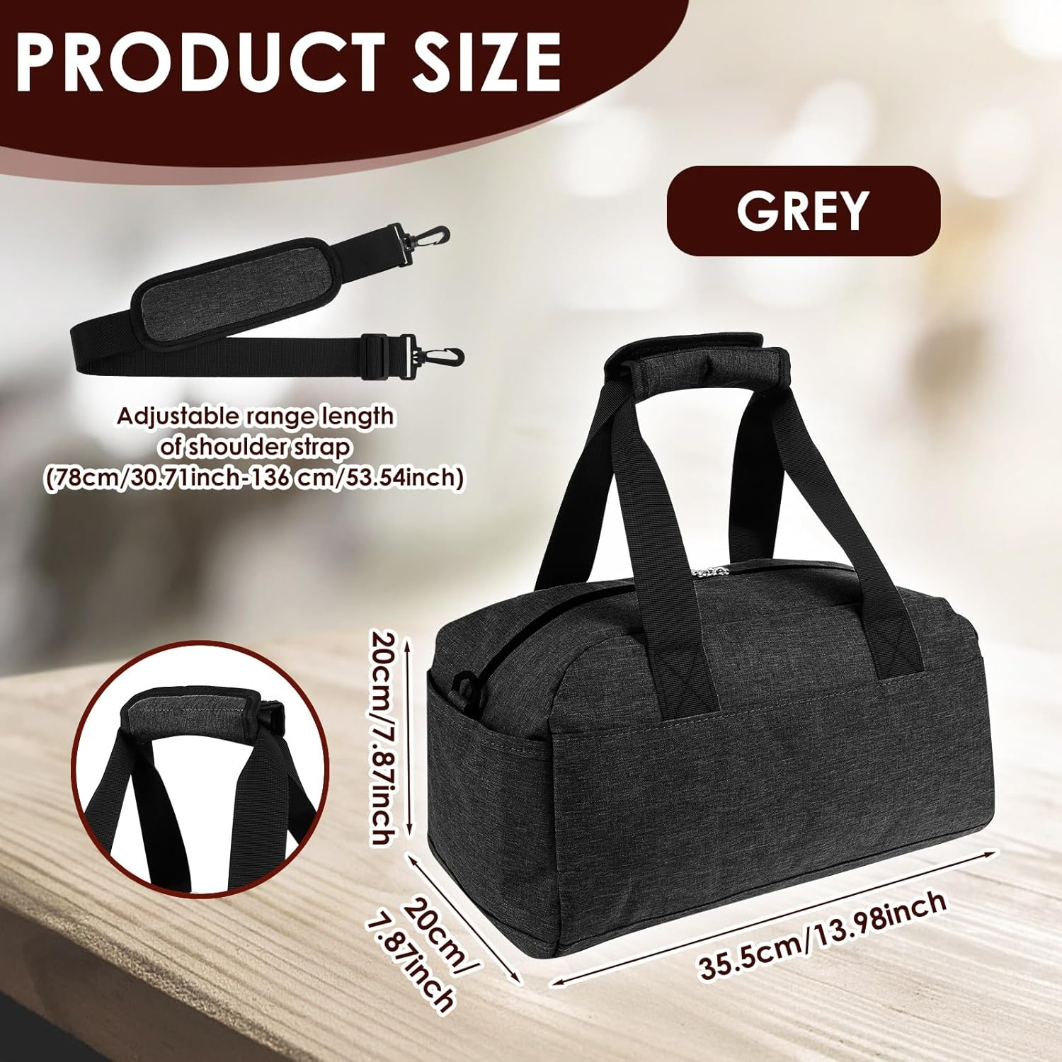Polyester Small Gym Bag, Sport Duffle Bag Multiple Pocket Mini Luggage Bags with Shoulder Strap Easy to Access Small Gym Handbag for Fitness Workout, Travel, Dance, Ballet, Swim(Grey) image number 3