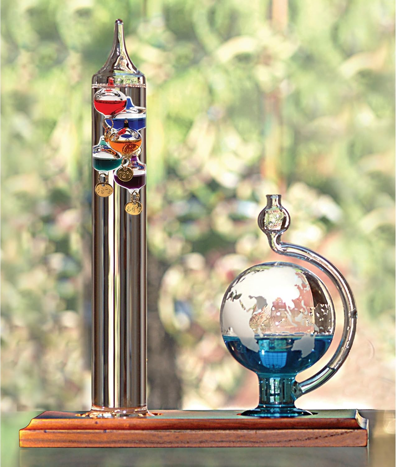 Acurite 00795A2 Galileo Thermometer with Glass Globe Barometer