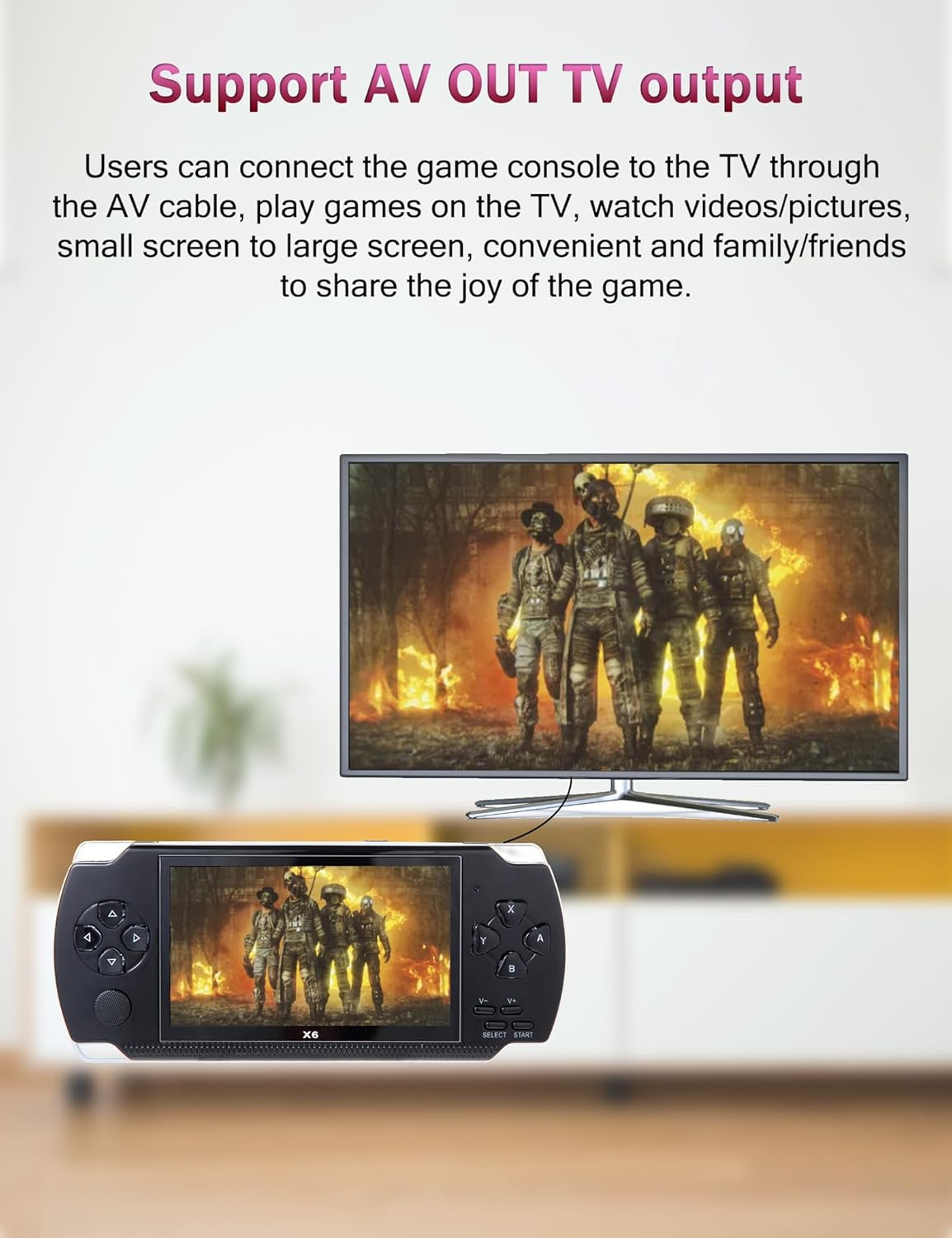 CZT 4.3 Inch Retro Game Console with Mps Mp4 Function Portable Video Game Console Built in 2000+ Games for GBA/GBC /GB/SFC/FC/SEGA/SMC Mp4 Mp5 Holiday/Birthday Gifts(Black) - White image number 5