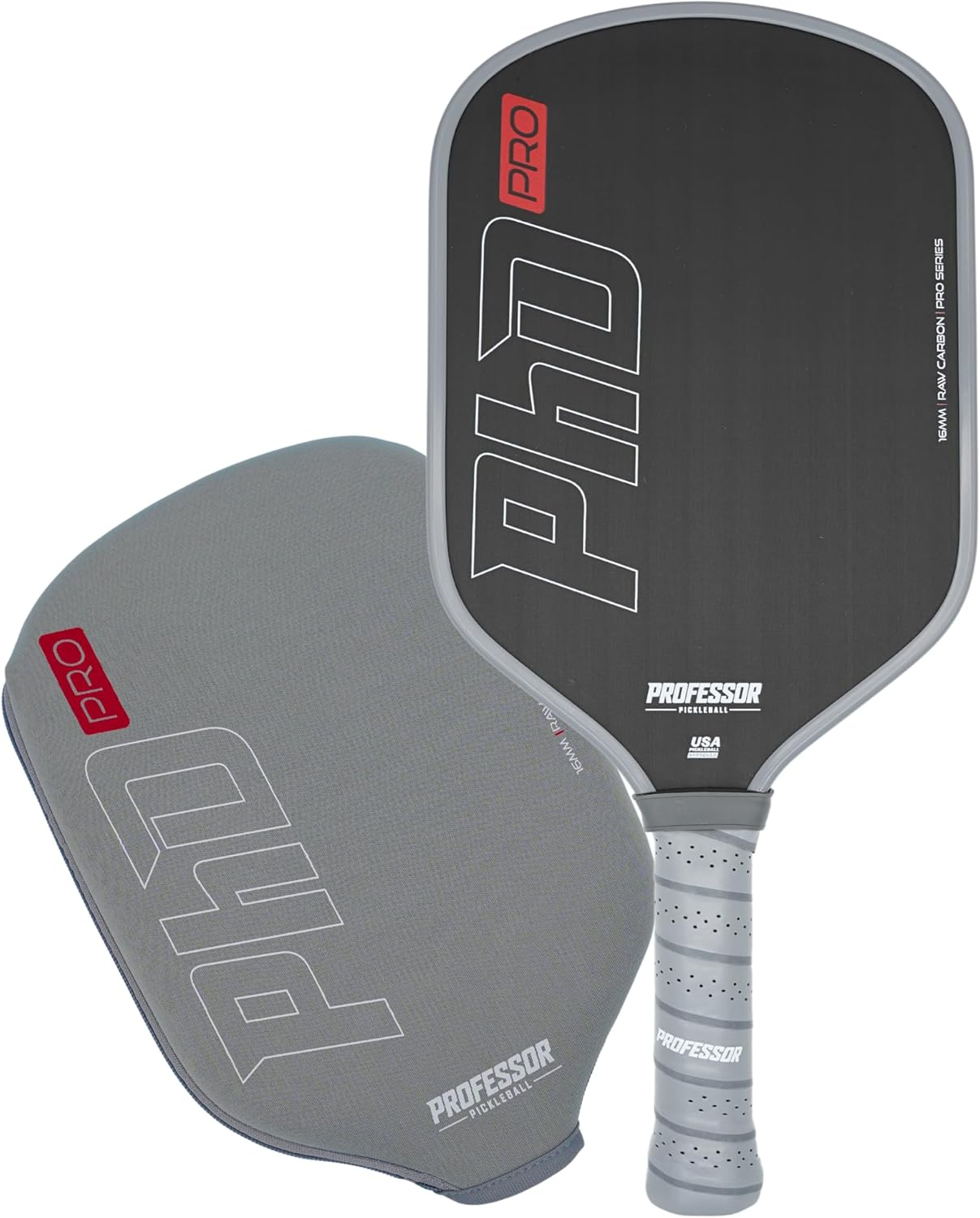 Professor Phd Raw Carbon Fiber Pickleball Paddle - White Edge