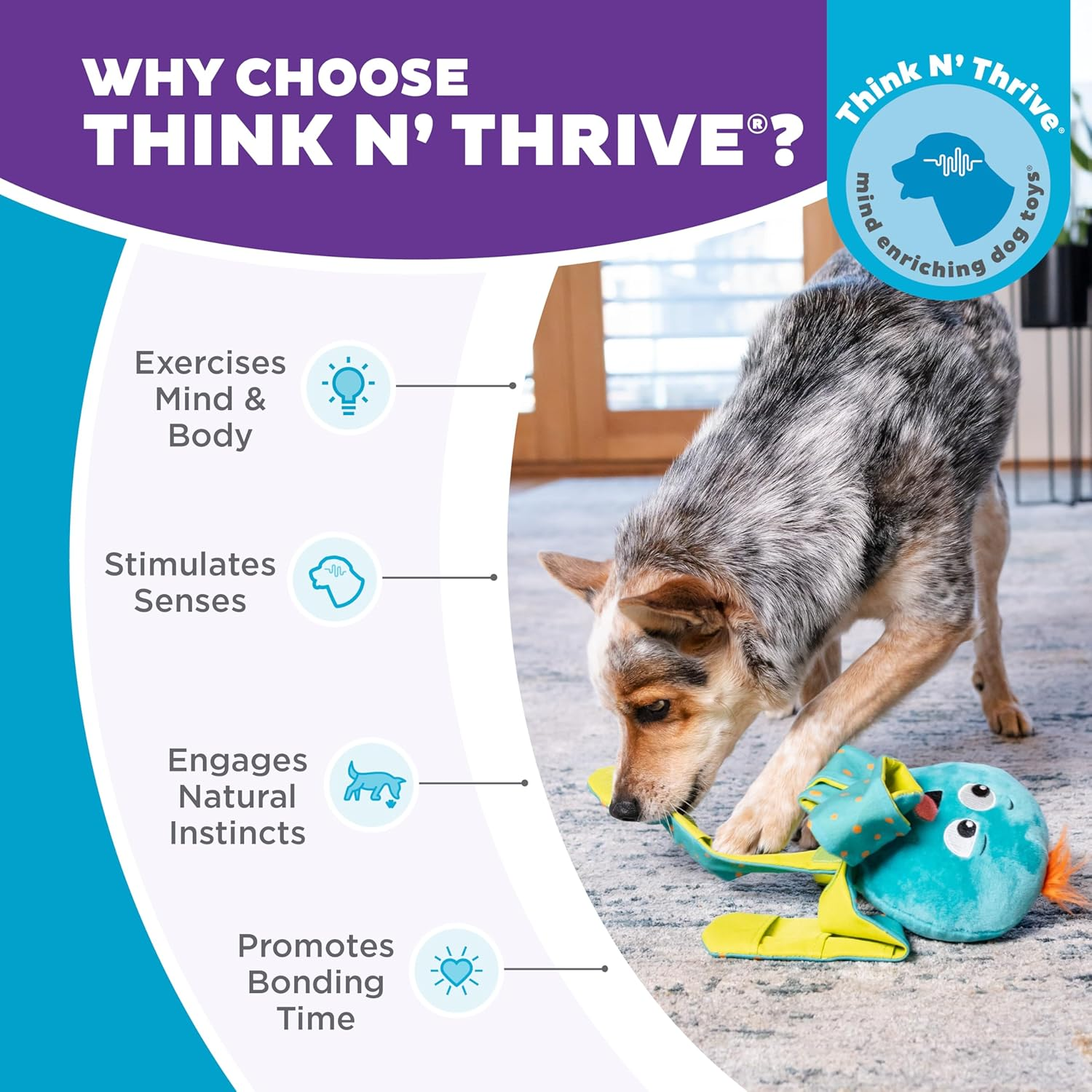 Outward Hound Nina Ottosson Silly Legz Interactive Plush Dog Puzzle, Dog Enrichment Toys, Plush, Floppy, Long, Octopus, Blue image number 6