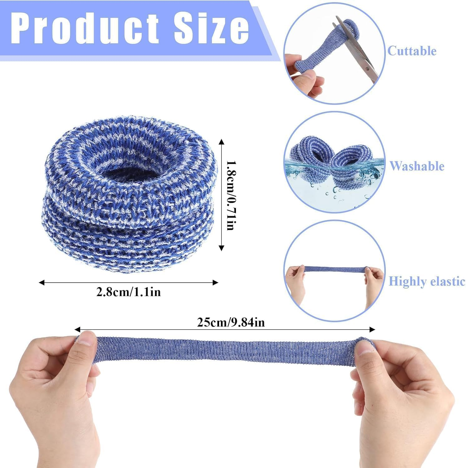 Finger Bandage Tubular Finger Cots Blue,30Pcs Blue Thumb Bandage Finger Bandage Tubular Finger Cot,Tubular Bandage Finger Roll Cotton Finger Cot,Tubular Finger Cots,Tubular Finger Bandage Finger Cots image number 6