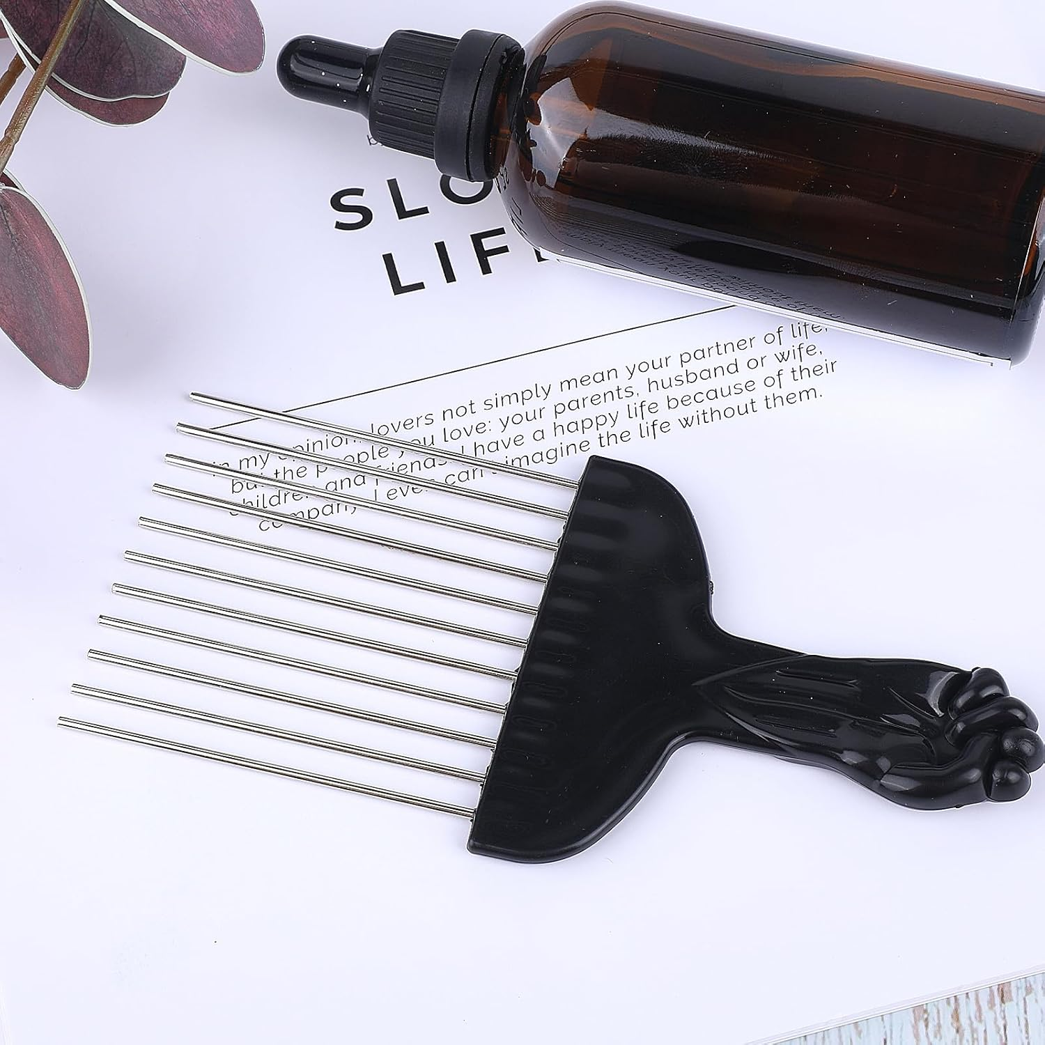 Hair Picks for Curly Hair, 1 Pcs Metal Hair Pick for Black Men Afro Pick Comb Detangling Wig Braid Hair Styling Tool for Women and Men image number 4