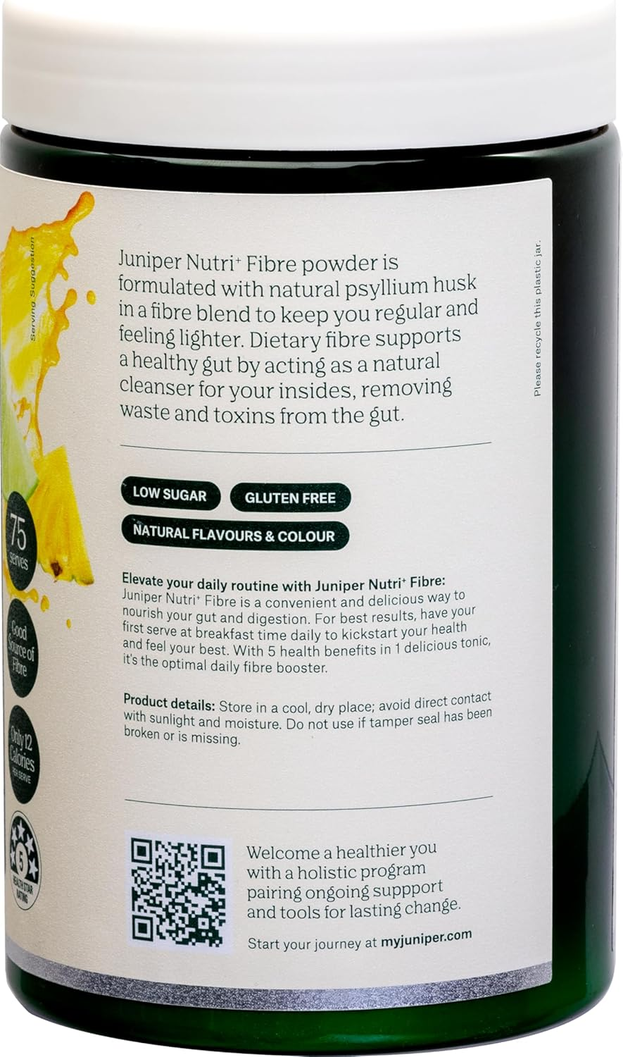 Juniper Nutri Fibre Lemon Lime 425G | Natural Psyllium Husk Fibre Blend for Gut Health | Low Sugar, Gluten Free Soluble Fibre for Digestion Support & Daily Cleanse | 75 Serves