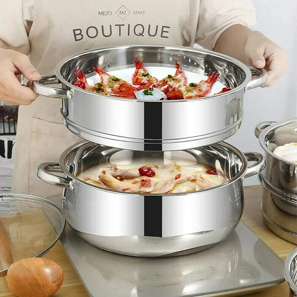 4/5 Tier Stainless Steel Steamer Meat Vegetable Cooking Steam Pot Kitchen Tool (5 Tier) image number 1