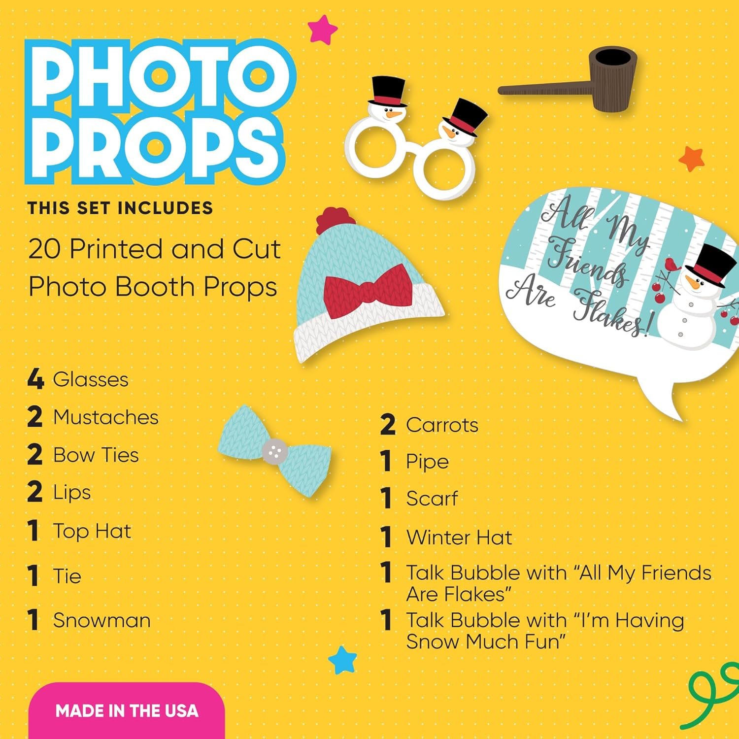 Big Dot of Happiness Let It Snow - Snowman Christmas - Holiday Photo Booth Props Kit - 20 Count image number 4