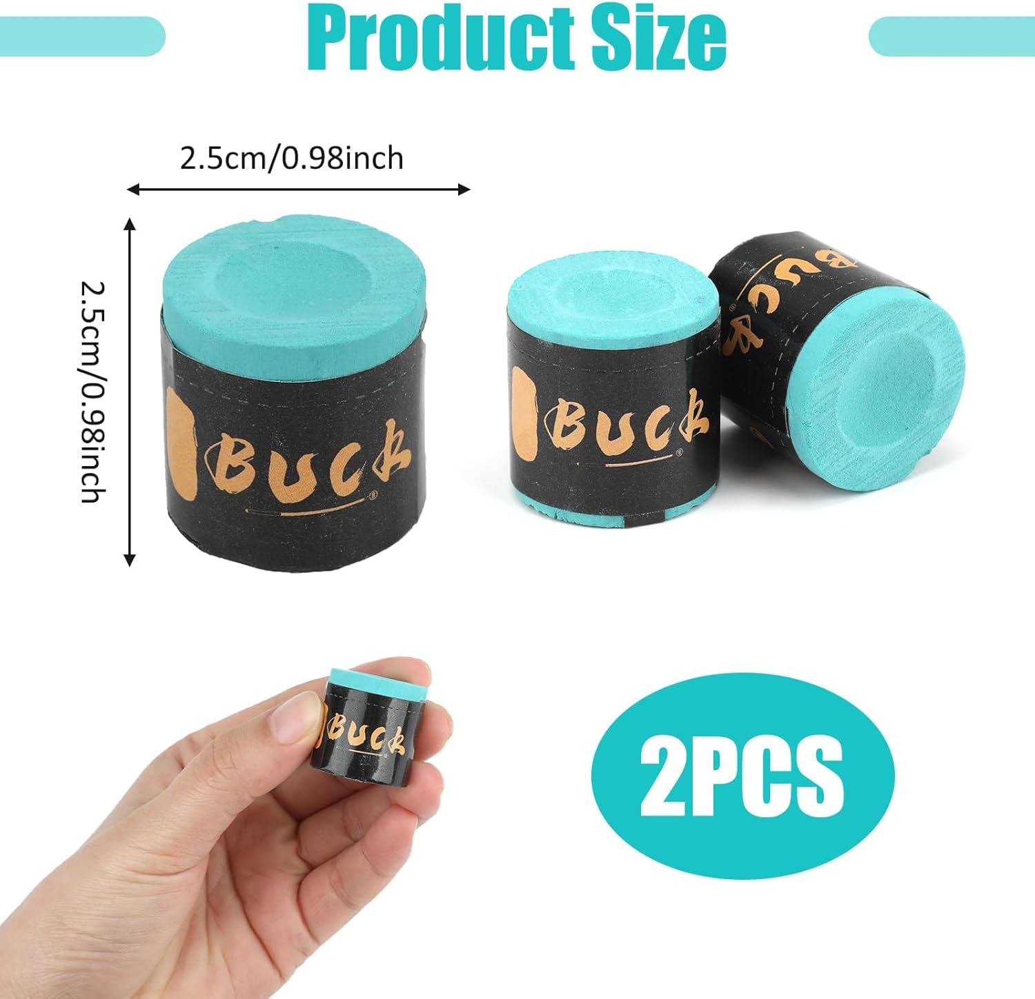 Cue Chalk Green, 2Pcs Pool Chalk Pool Cue Billiard Chalk Snooker Cue Chalk Dry Powder Snooker Cue Tips No‑Slip Professional Snooker Chalk Snooker Accessories for Billiard Tables Bars Home Sports image number 3