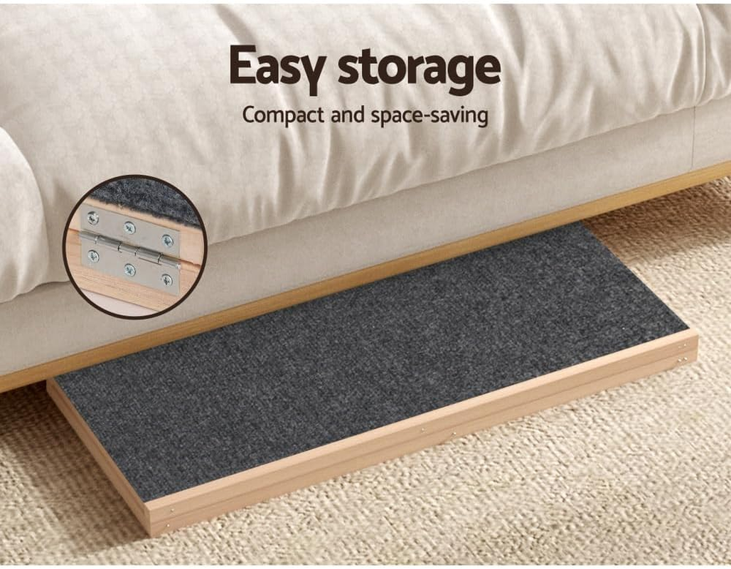 I.Pet Wooden Dog Ramp Ramps Steps Stairs, 100Cm Foldable Pet Step Stair Ladder for Car Bed Indoor Home Pool Sofa Couch, Lightweight Portable Slip-Resistant Suits Small and Big Dogs