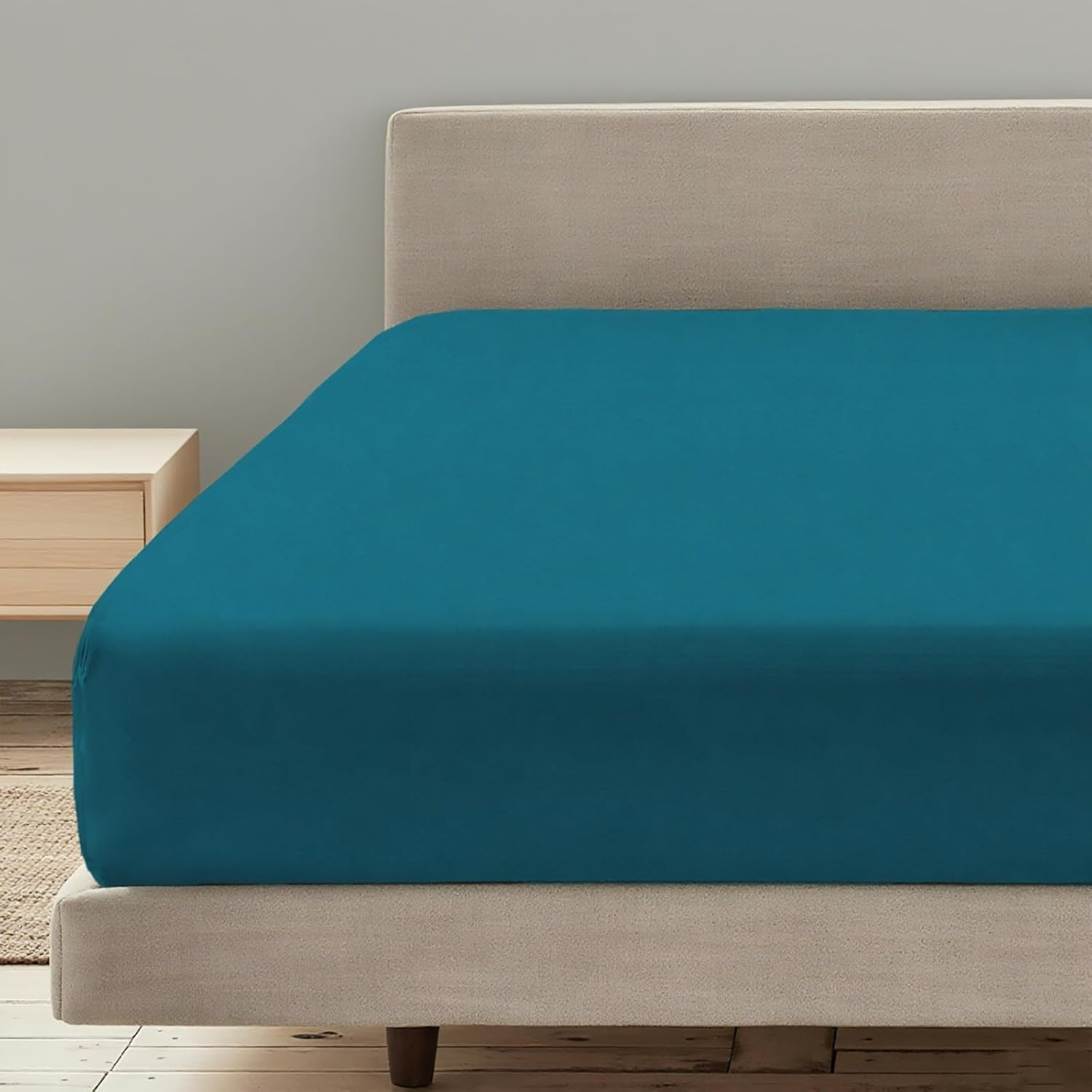 Lakora Queen Size Fitted Sheet Only 1 Piece - Ultra Soft 2000TC Brushed Microfibre Fabric, 35Cm Deep Pocket Sheets, Light Grey