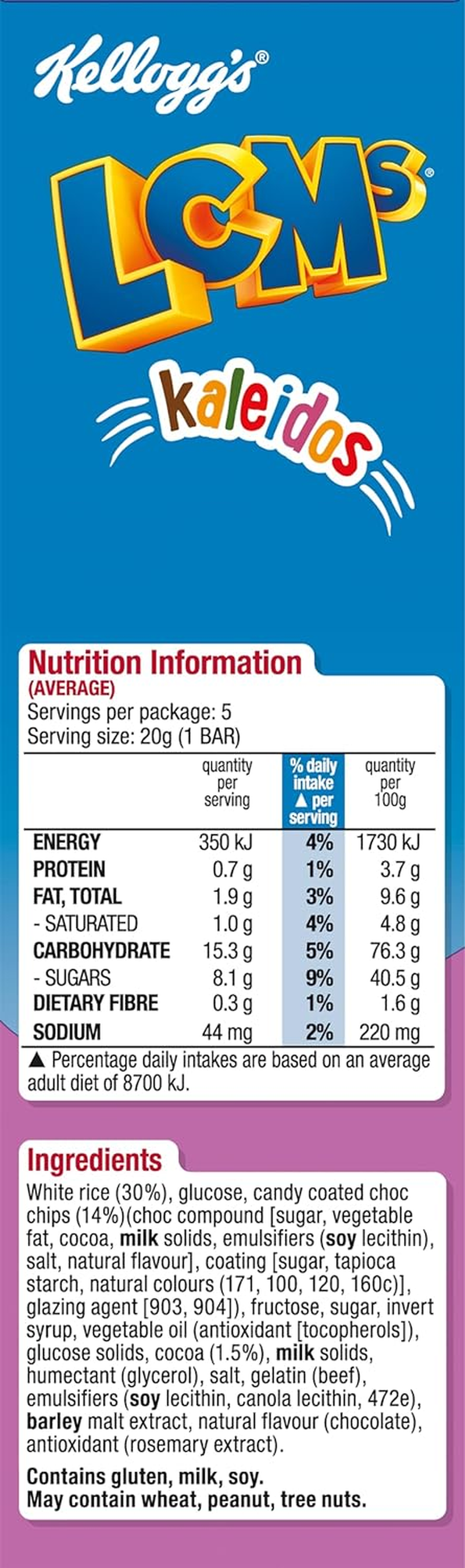 Kellogg'S Lcms Kaleidos Puffed Rice Snack Bars, 5 X 20G (Pack of 2) image number 6