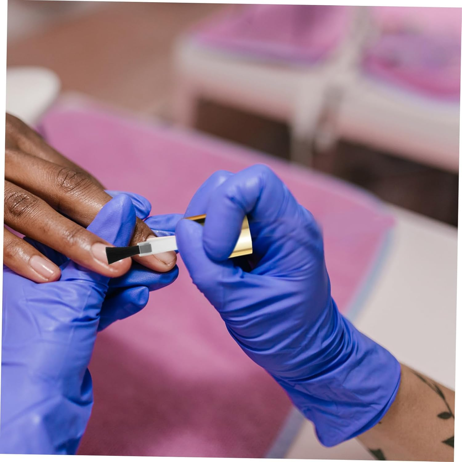 WOONEKY 50Pcs Manicure Replacement Brush Heads for Art Nail Tech French Tip Tool Gel Liquid Nail Brush Diy Manicure Water-Based Polish Replacement image number 5