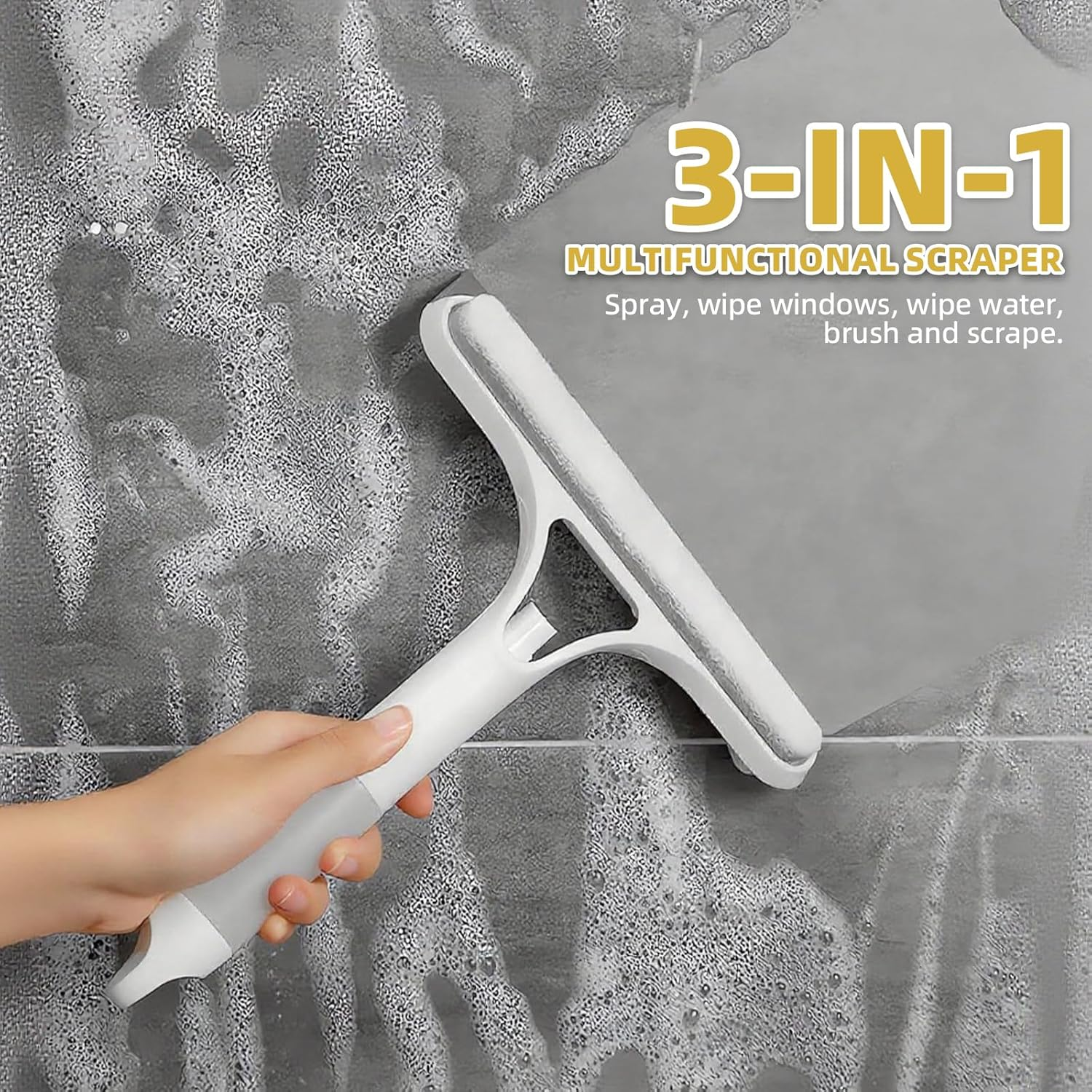 Casbomy 3-In-1 Shower Squeegee, Spray Silicone Squeegee, Shower Squeegee, Double-Sided Cleaning Head and Fillable Window Cleaner, Washing Machine for Mirrors, Bathrooms, Windows, Floors, Glass image number 5
