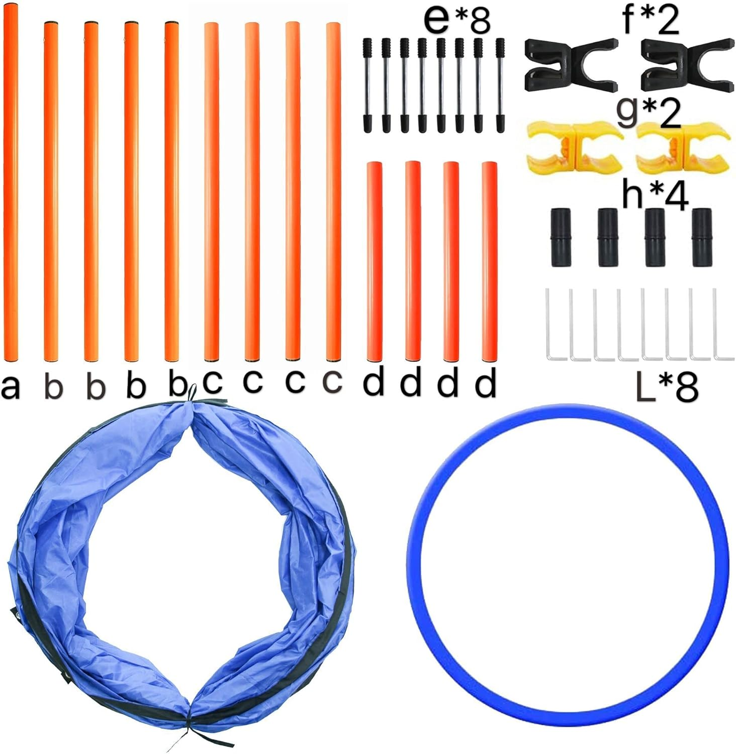 Geerduo Dog Agility Training Equipment, Obstacle Agility Training Starter Kit for Doggie, Including Tunnel, 13 Weave Poles, Adjustable Hurdle, Jump Ring, Pause Box and Carrying Bag(Blue) image number 3