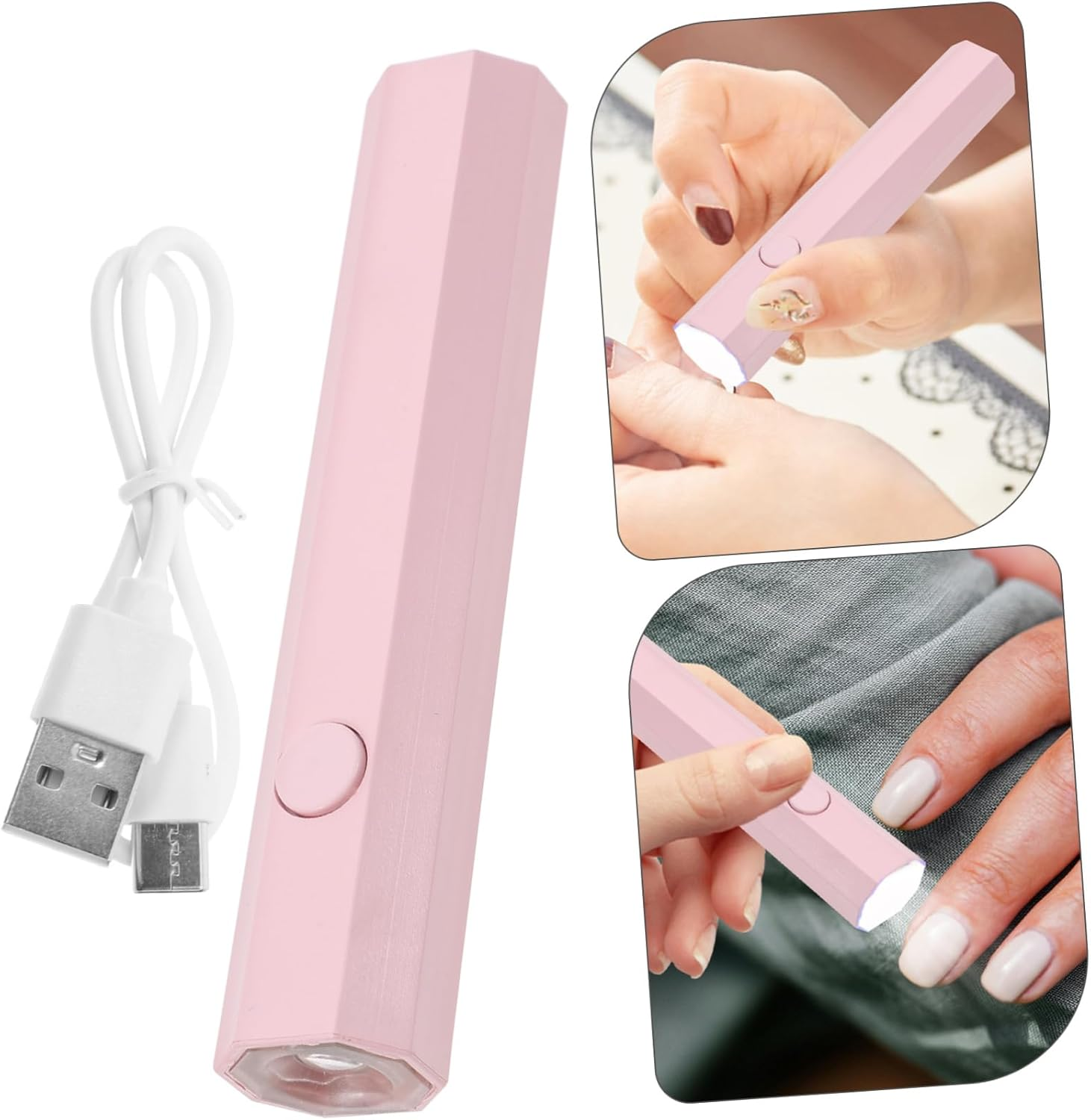MUCKLILY Portable Mini Nail Dryer UV Lamp Compact Lightweight Nail Polish Lamp with Fast Drying for Manicure Salon and Personal Use Abs Material USB Rechargeable Pink