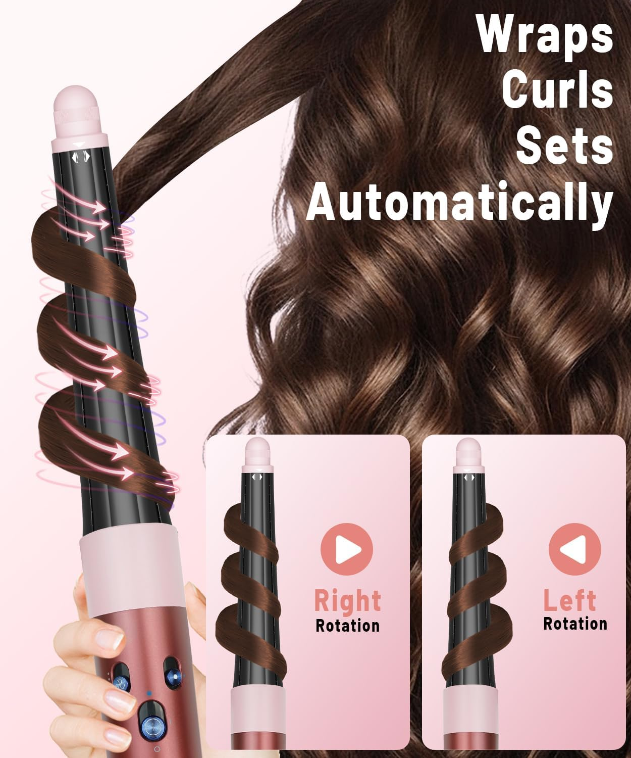 0.78In-1.4In Conical Long Barrels Attachment for Dyson Airwrap HS01 HS05 HS08 Accessories, 20MM-36MM Auto-Wrap Curling Iron Curlers for Professional Barrels Curl and Wave Curl Hair, Pink image number 2