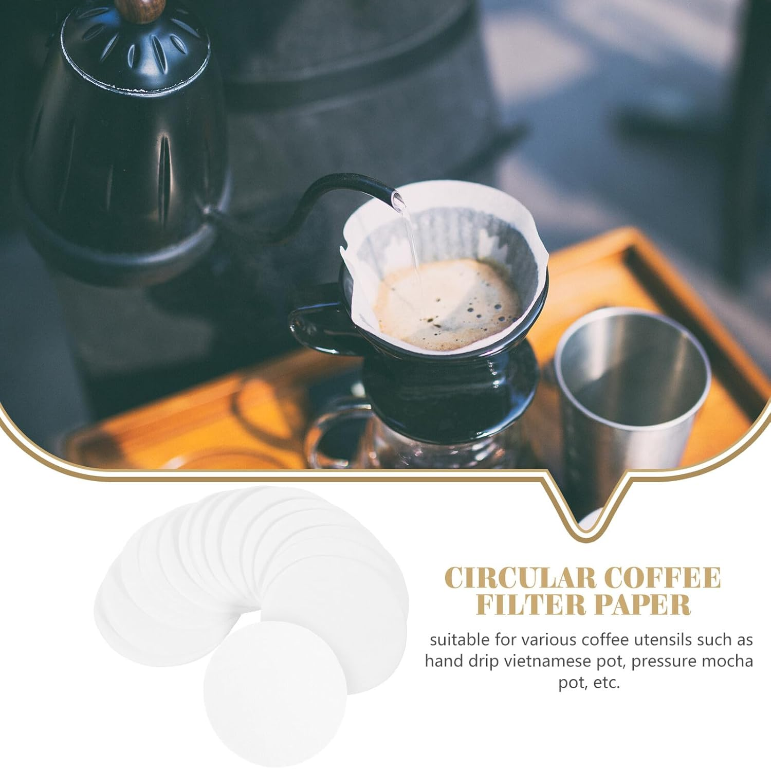 Ipetboom 100 Pcs round Disposable Coffee Filters 51Mm Paper Espresso Filter Pads for Manual Drip Coffee Vietnamese Drip Cold Brew Home Brewing Supplies image number 2