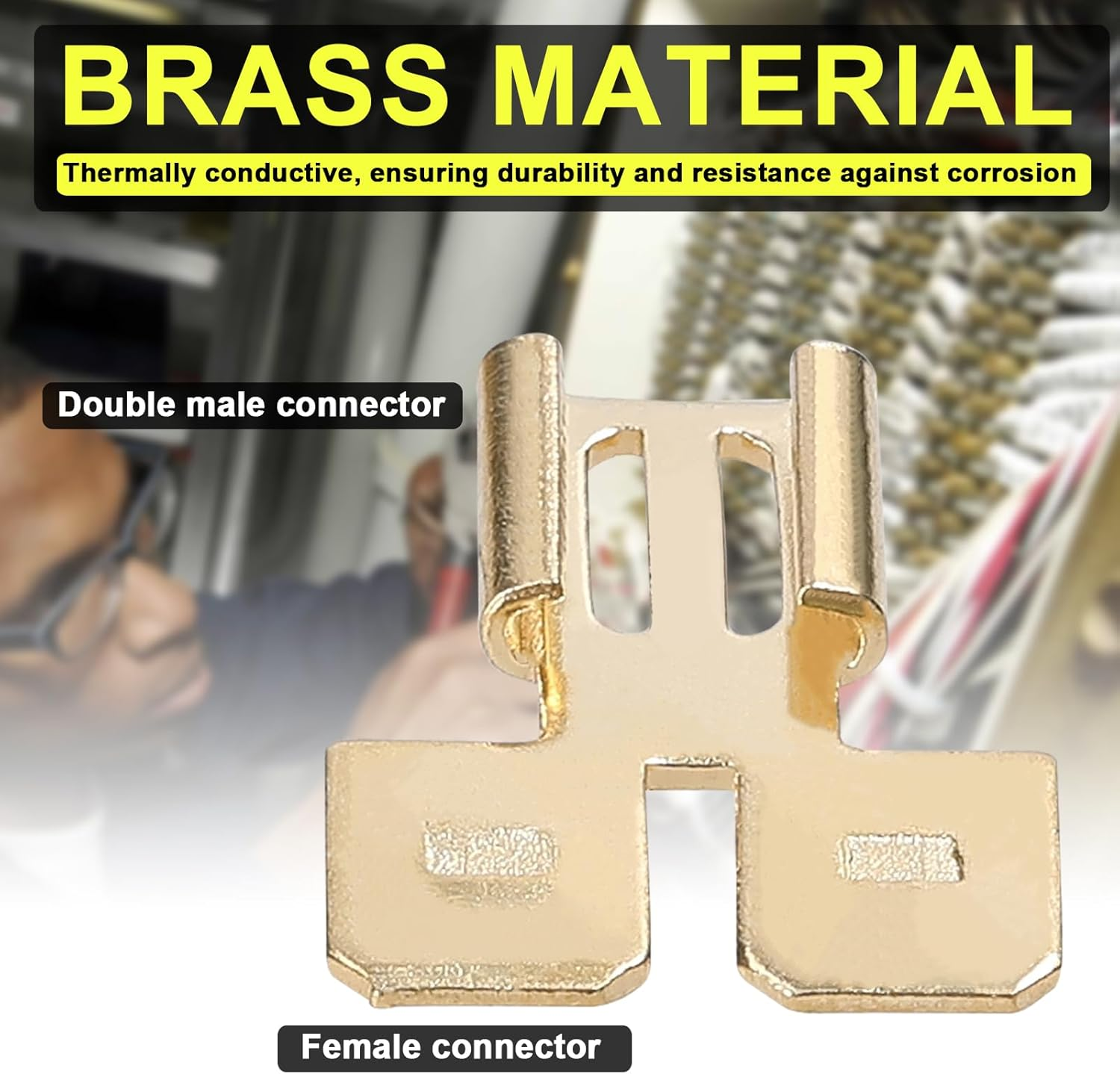 Spade Connectors Set Quick Disconnect Electrical Way Terminal Adapters Kit Brass Terminal Connector 8Pcs image number 3