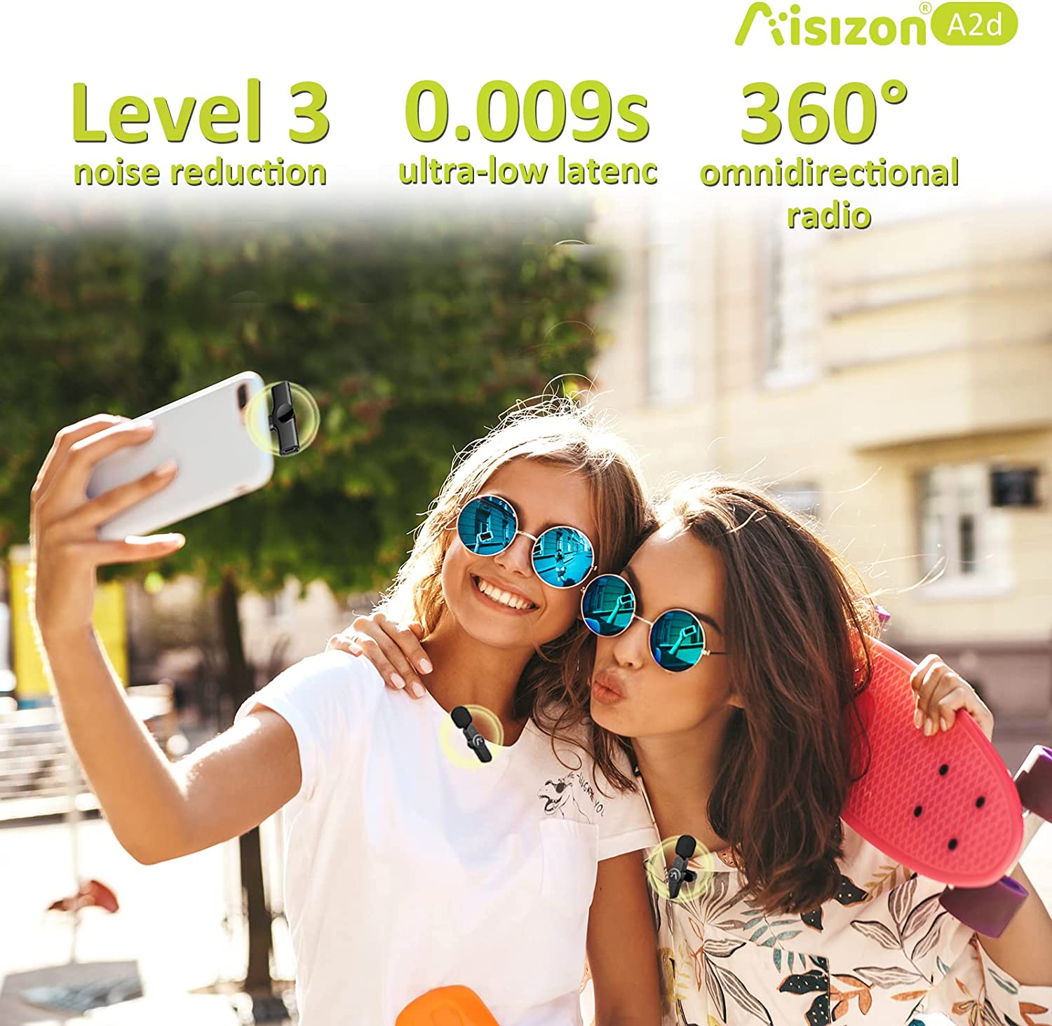 Wireless Bluetooth Lapel Microphone, Wireless Clip on Microphones, Lapel Mic (Aisizon A2D One Pair Two), for Android Phone, Iphone, Laptop, Video Recording&hellip;&hellip; image number 4