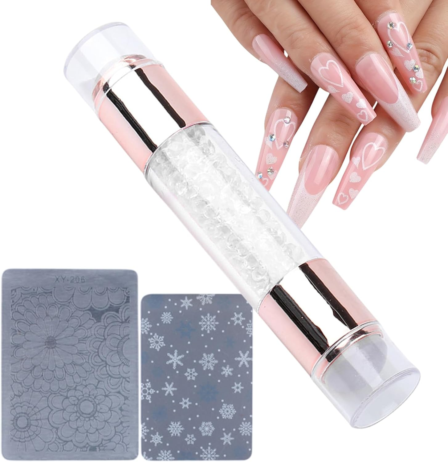GEUGECY Nail Stampers - Stamping Pens | Rhinestone Embellished Double Ended Stamping Pens Tool for Manicure Home Practice Nail Salon image number 6