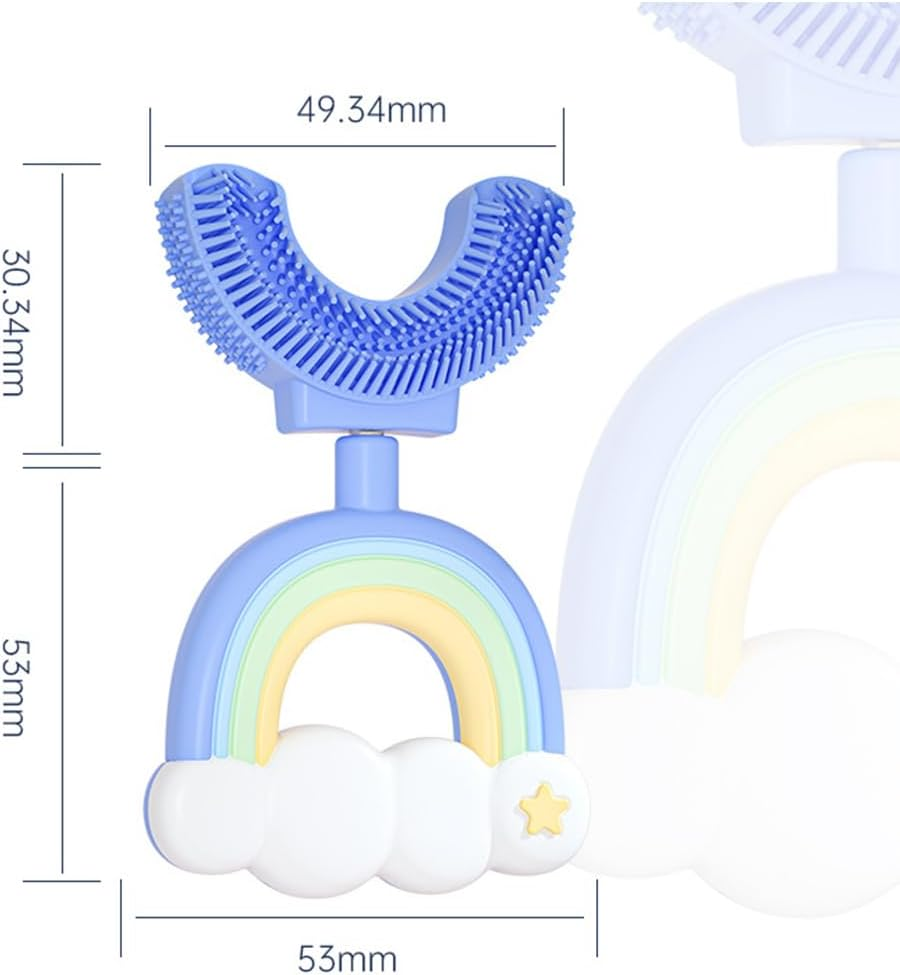 2Pcs U-Shaped Toddler Toothbrush, Flexible Cartoon Training Kids Toothbrush for Age 2-6 Years, Soft Food Grade Silicone Manual U-Shaped Toothbrush for Kids Travel Bathroom (Rainbow) image number 5