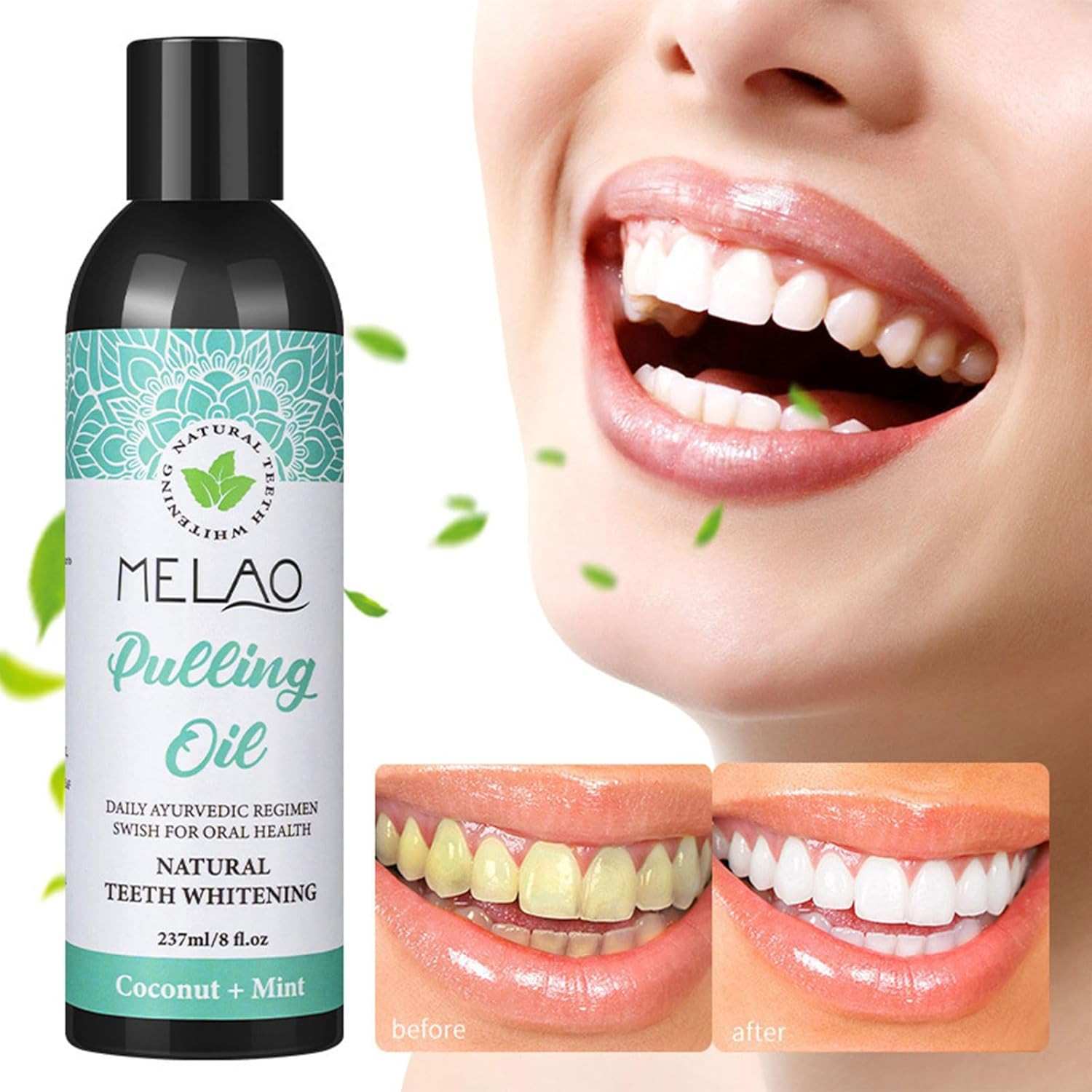 Mouthwash, Natural Coconut and Peppermint Oil - Oral Care Organic Closys Mouthwash, Freshen Breath Oil Pulling for Teeth, Keep Teeth and Gums Happy and Healthy Alcohol-Free image number 3