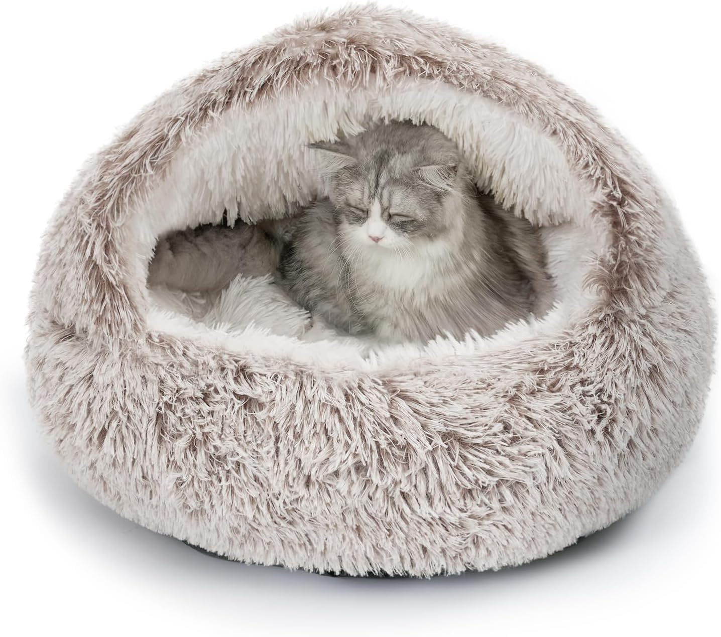 METOY Cat Bed,Plush Hooded Cat Beds for Indoor Cats, Calming Cat Nest,Self Warming Cat Bed Cave,Cozy Cat Pod for Indoor Cat or Small Dog,Removable Washable Cat Cove with Non-Slip Bottom image number 1