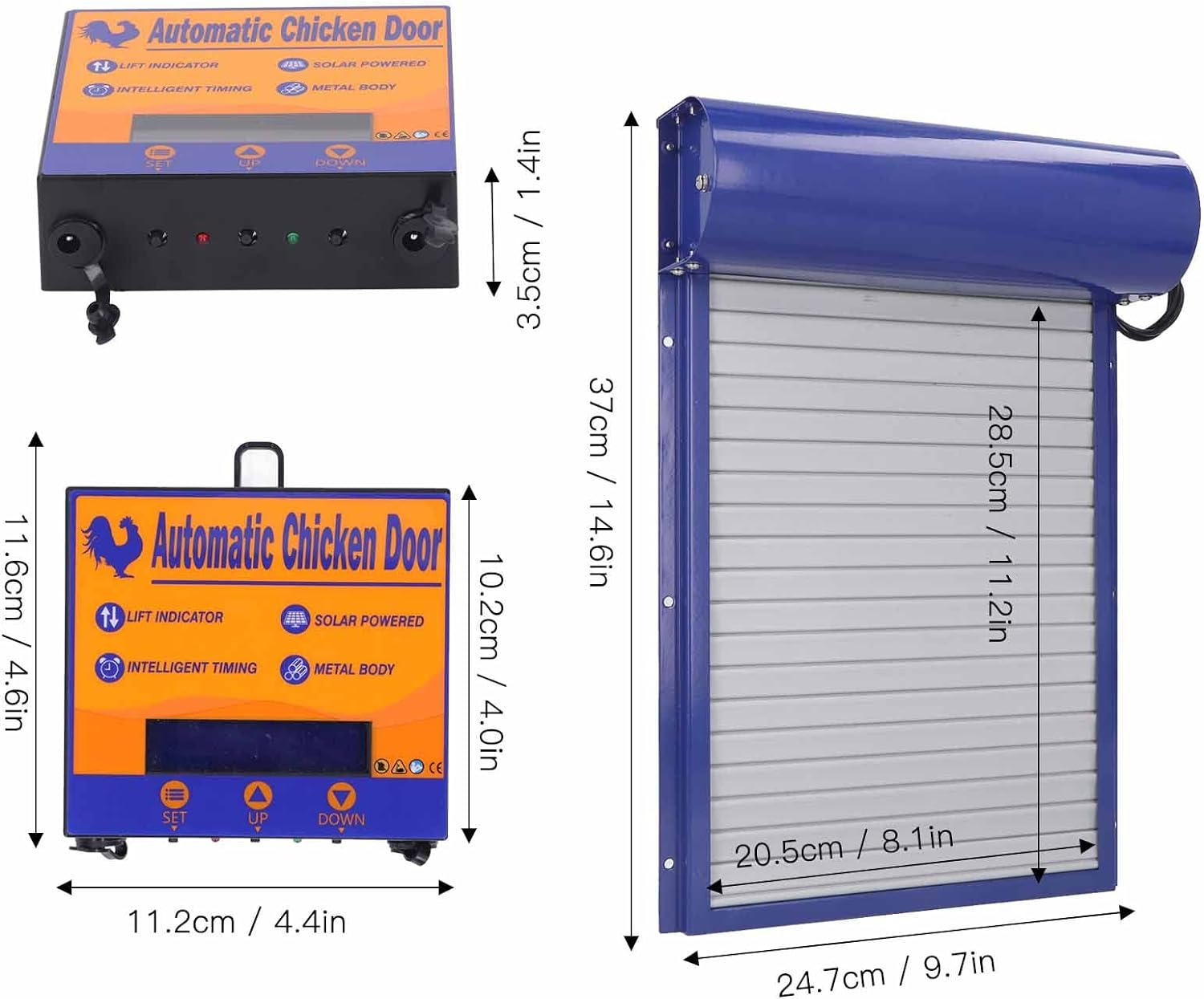 Automatic Chicken Coop Door, Battery Operated Aluminum Chicken Coops Door with Timer and HD LED Display, Auto Chicken Coop Door Opener for Suitable Size Chickens and Ducks image number 1