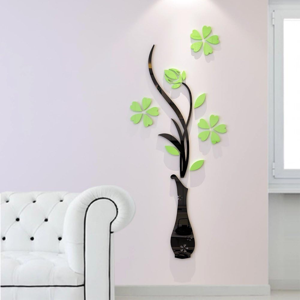 3D Vase Wall Mural for Living Room, Bedroom, Sofa Backdrop, TV Wall, Originality Stickers, DIY Wall Decal, Wall Decorations (Red, 47 X 18 Inches)