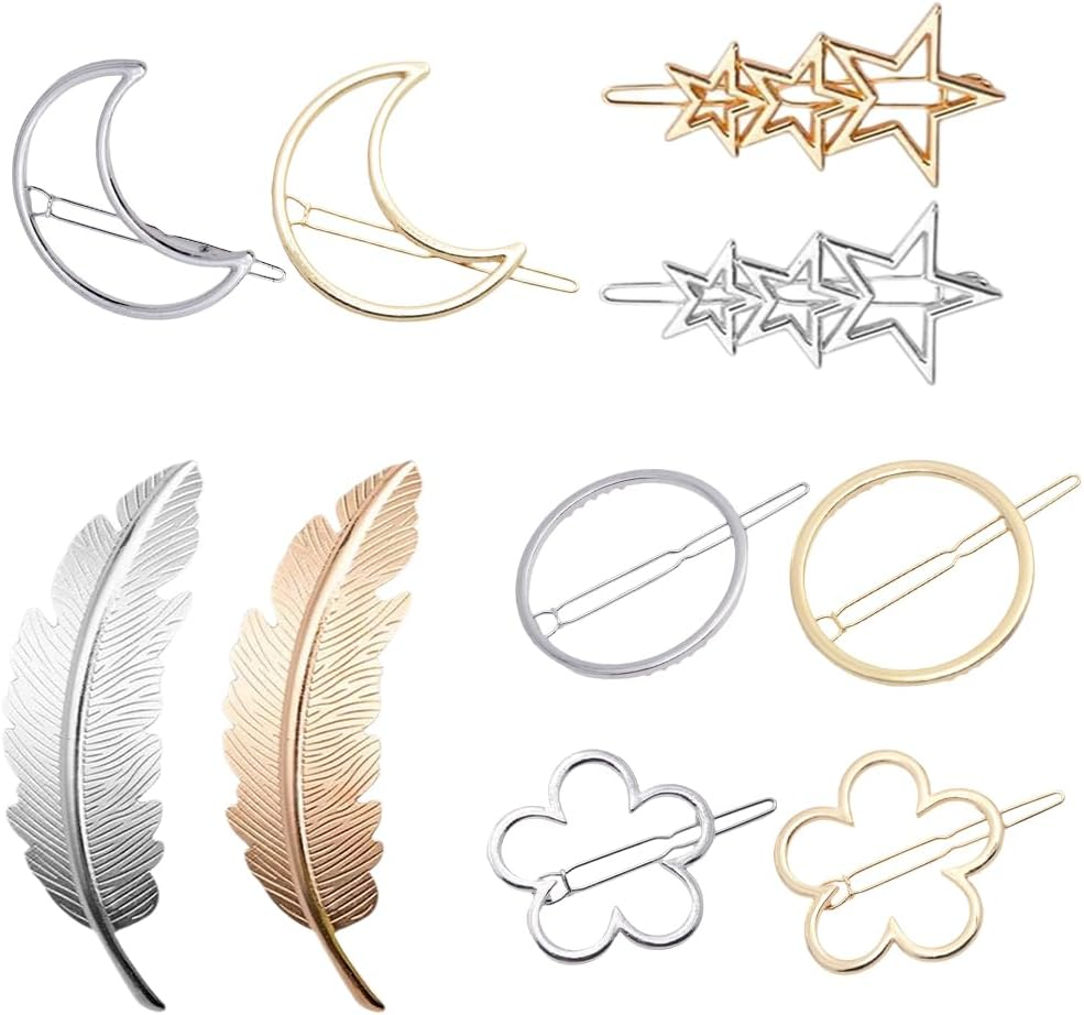 Pack of 10 Metal Hair Clips Cute Hair Clips for Wedding Party Girls Gift Gold and Silver image number 3