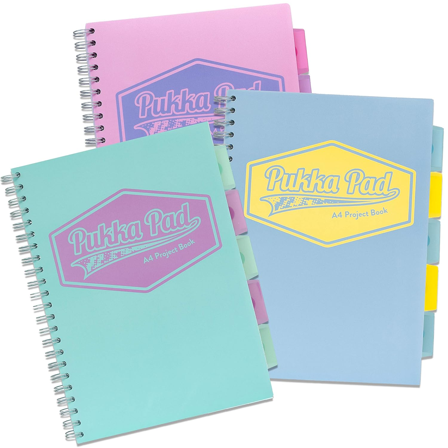Pukka Pad Pastel 8630-PST A4 Spiral Bound Ruled 80Gsm Project Book - Assorted Colours