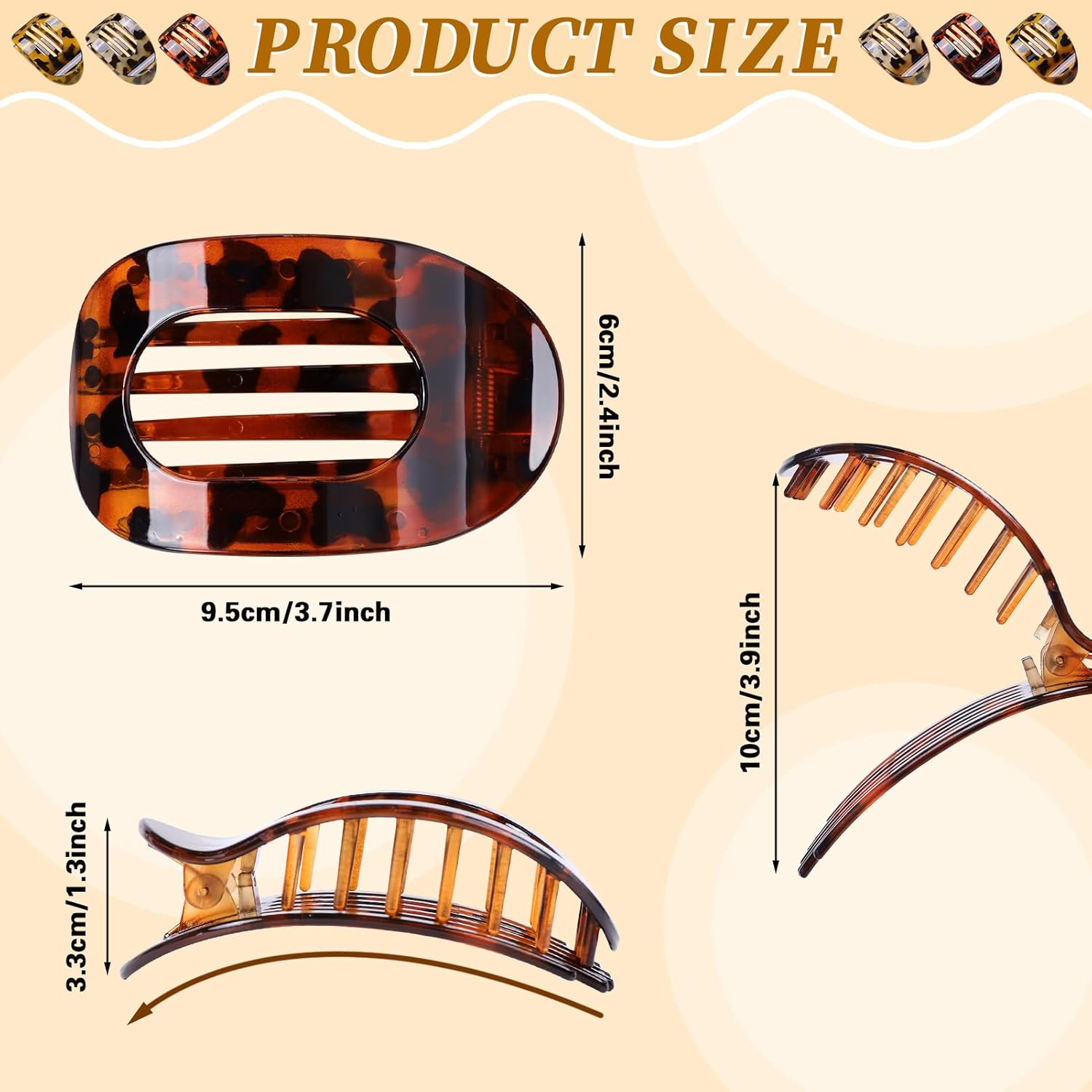 Moerstar Pack of 6 Women'S Hair Clips, Large Simple Elegant Non-Slip Flat Claw Clip Strong Hold Hair Clips for Thick Thin Fine Hair Women Girls (Style 3) image number 2