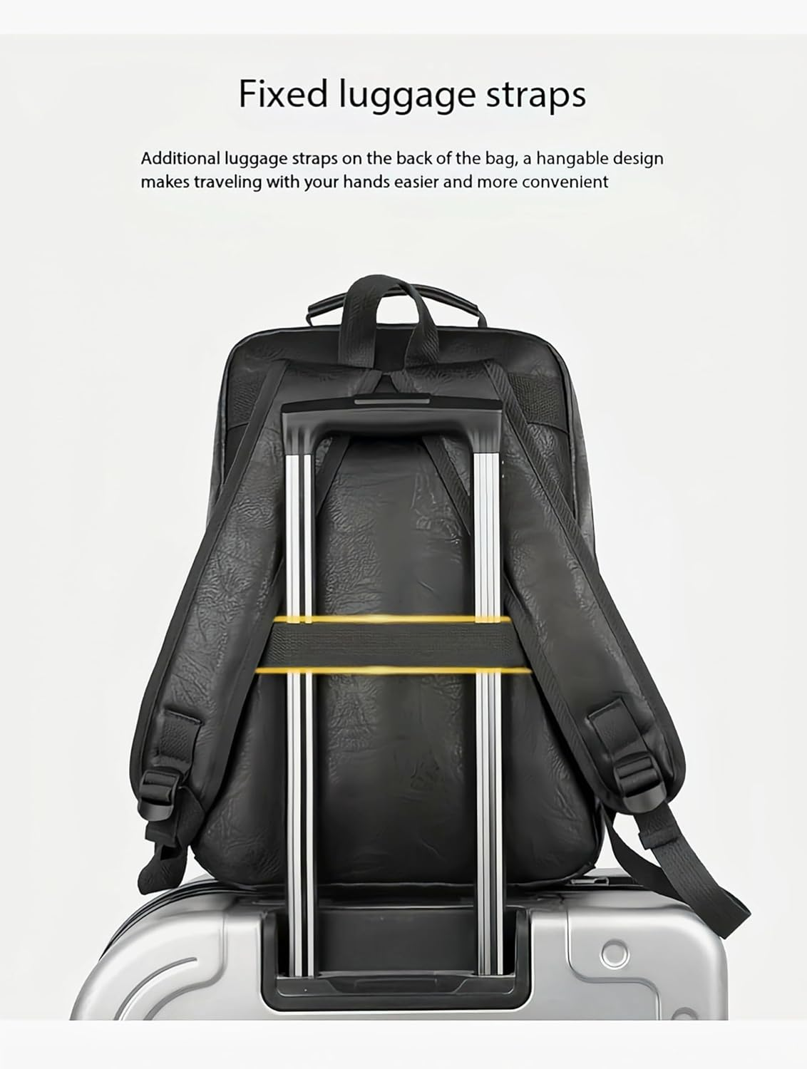 CYLYWJD Unisex PU Leather Laptop Bag Work Business Bag Hiking Backpack Leisure Day Bag University Schoolbag image number 4