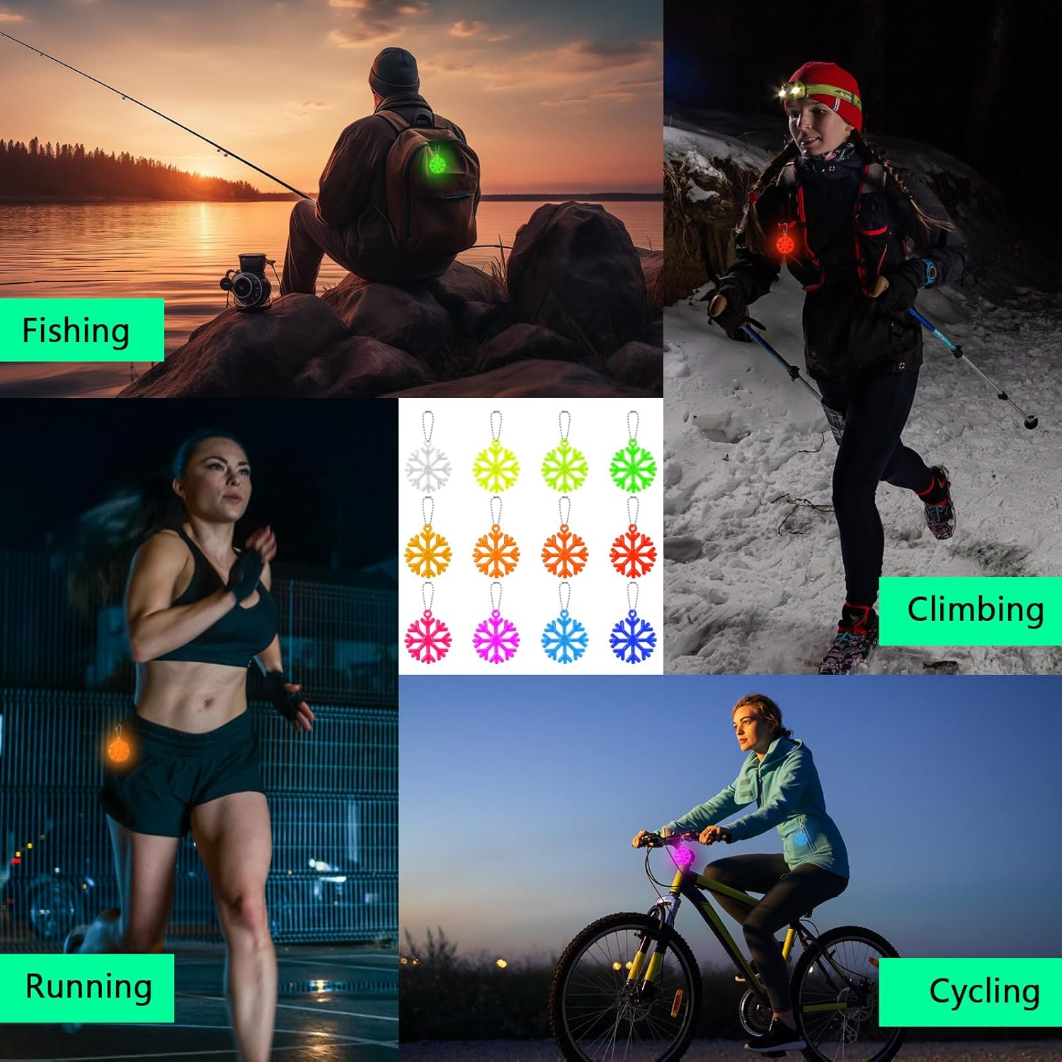 Namalu 12 St&uuml;ck Sicherheits Reflektor Anh&auml;nger Reflektierenden Anh&auml;nger Mehrfarbiger Schl&uuml;sselanh&auml;nger Handyanh&auml;nger Sicherheitsreflektorausr&uuml;stung F&uuml;r Dekoration Rucksackwandern image number 1