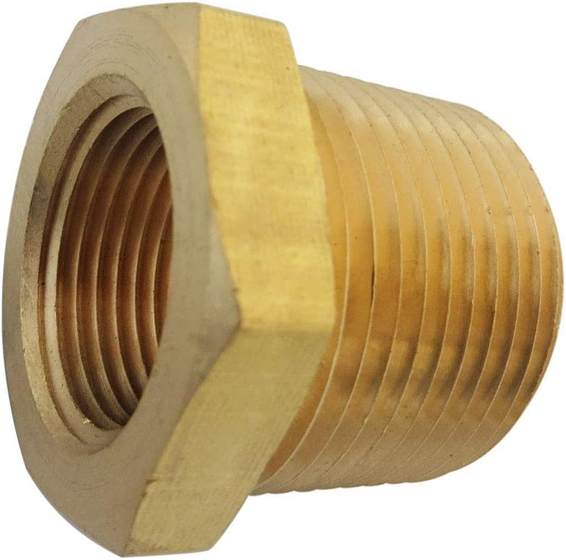 NPT Bushing Brass Hex Reducer Reducing Pipe Adapter Fitting 1/2" NPT Male X 1/4" NPT Female Thread 5Pcs image number 3