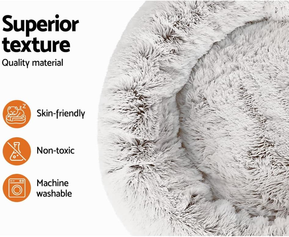 I.Pet Dog Bed, 90Cm Polyester Cotton Large Calming Cat Pet Rabbit Beds for Cats and Dogs, Washable Fluffy Comfy Ultra Soft Non-Slip Sleeping Removable Cover White image number 5